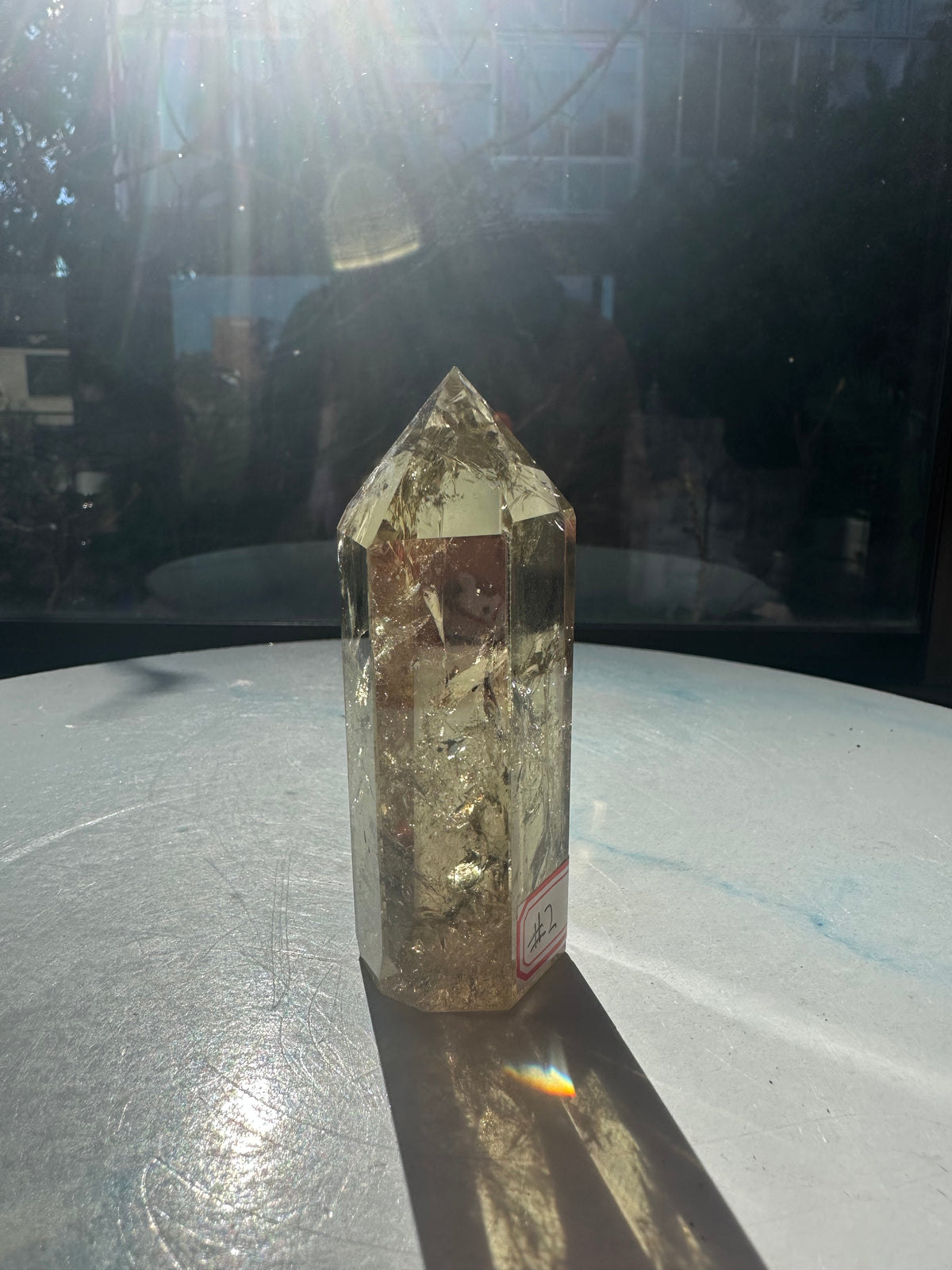 Brazilian Citrine Tower with Rainbow, Exact Piece #2 – front view
