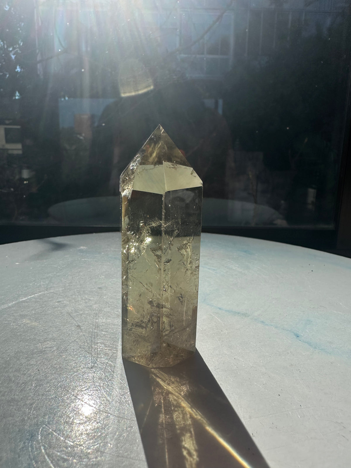 Brazilian Citrine Tower with Rainbow, Exact Piece #2 – side view