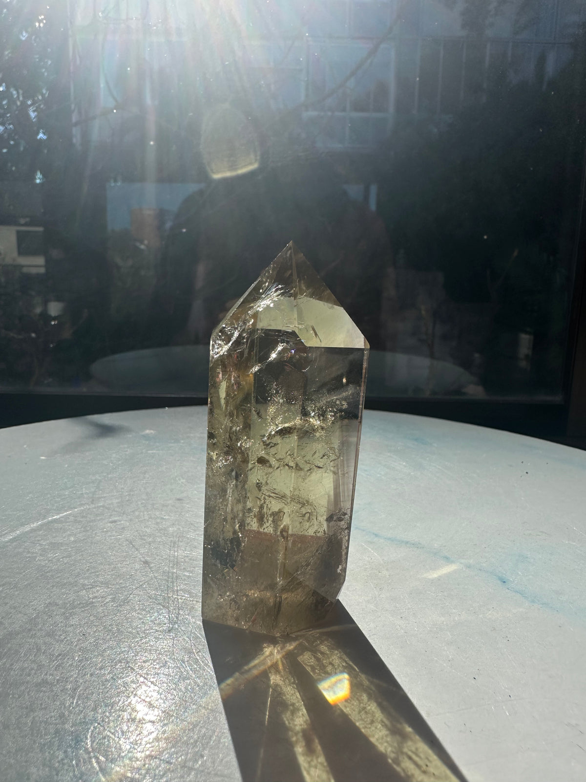 Brazilian Citrine Tower with Rainbow, Exact Piece #2 – back view
