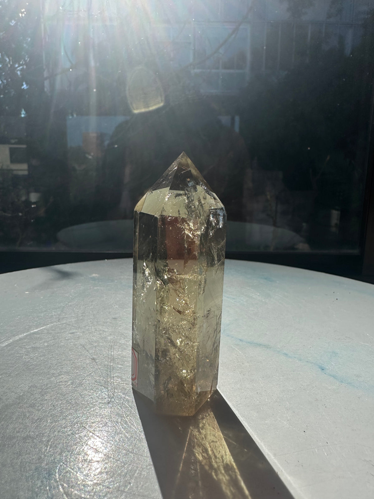 Brazilian Citrine Tower with Rainbow, Exact Piece #2 – top view