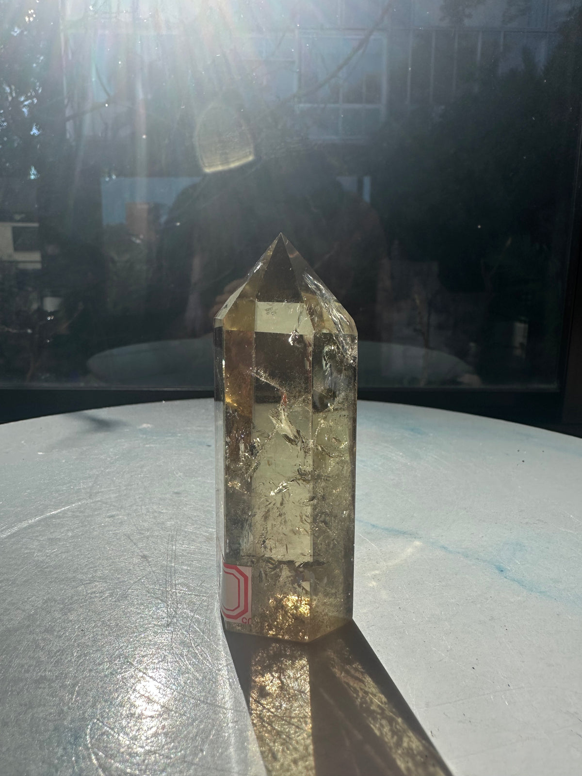 Brazilian Citrine Tower with Rainbow, Exact Piece #2 – base view