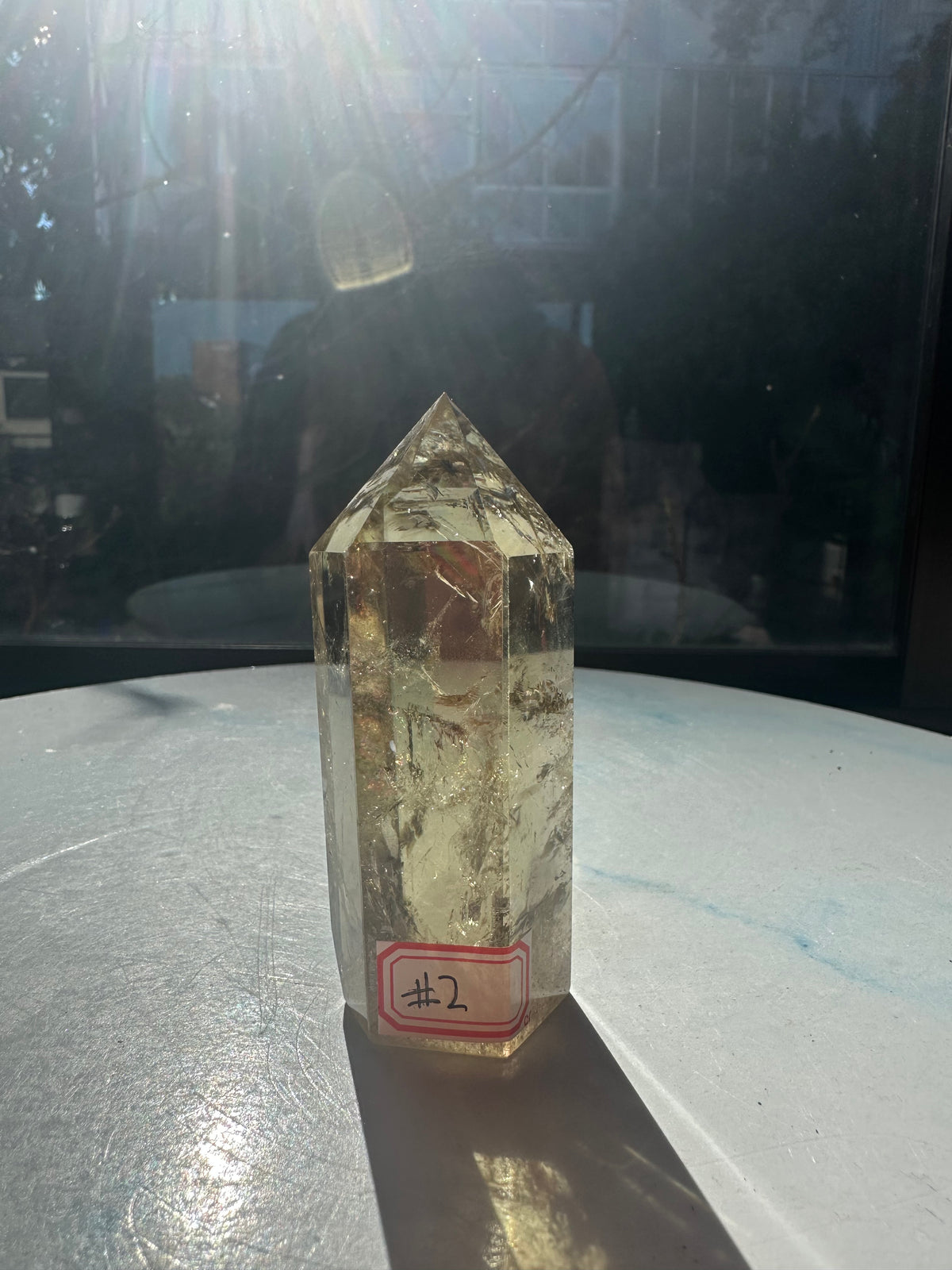 Brazilian Citrine Tower with Rainbow, Exact Piece #2 – rainbow close-up