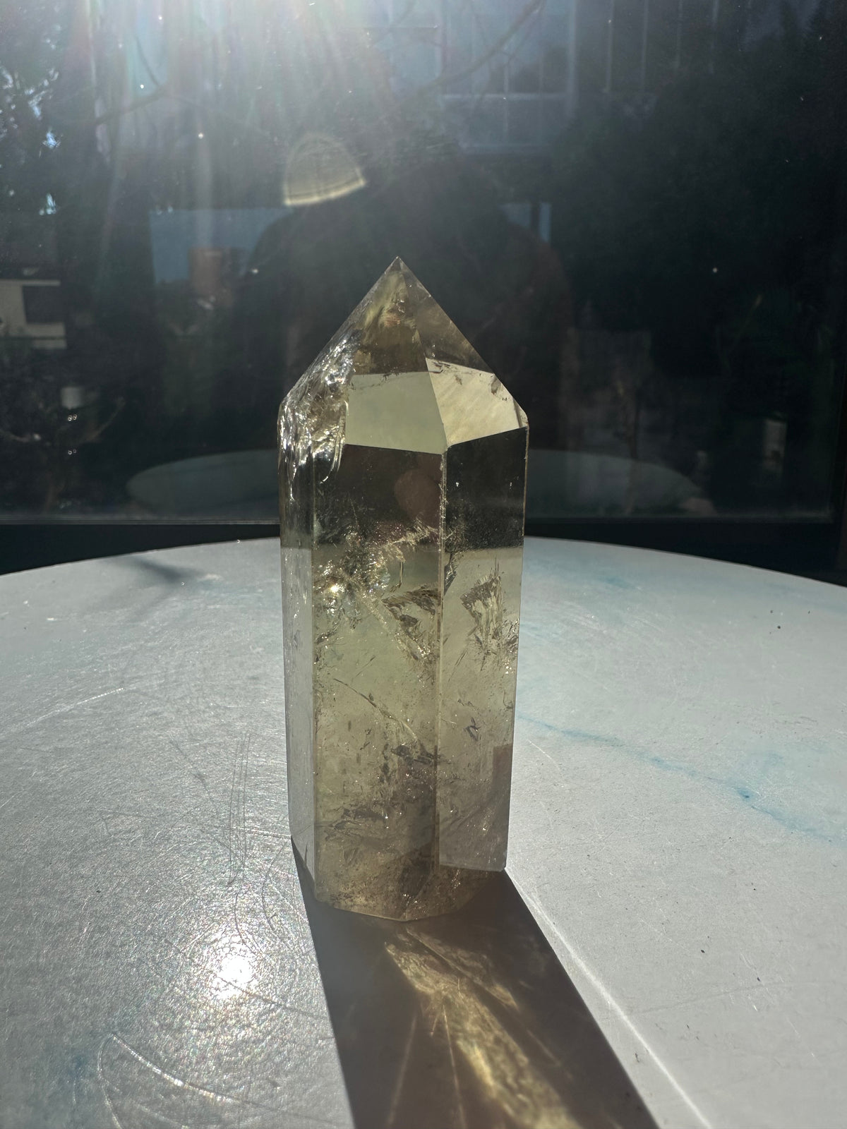 Brazilian Citrine Tower with Rainbow, Exact Piece #2 – natural inclusions detail