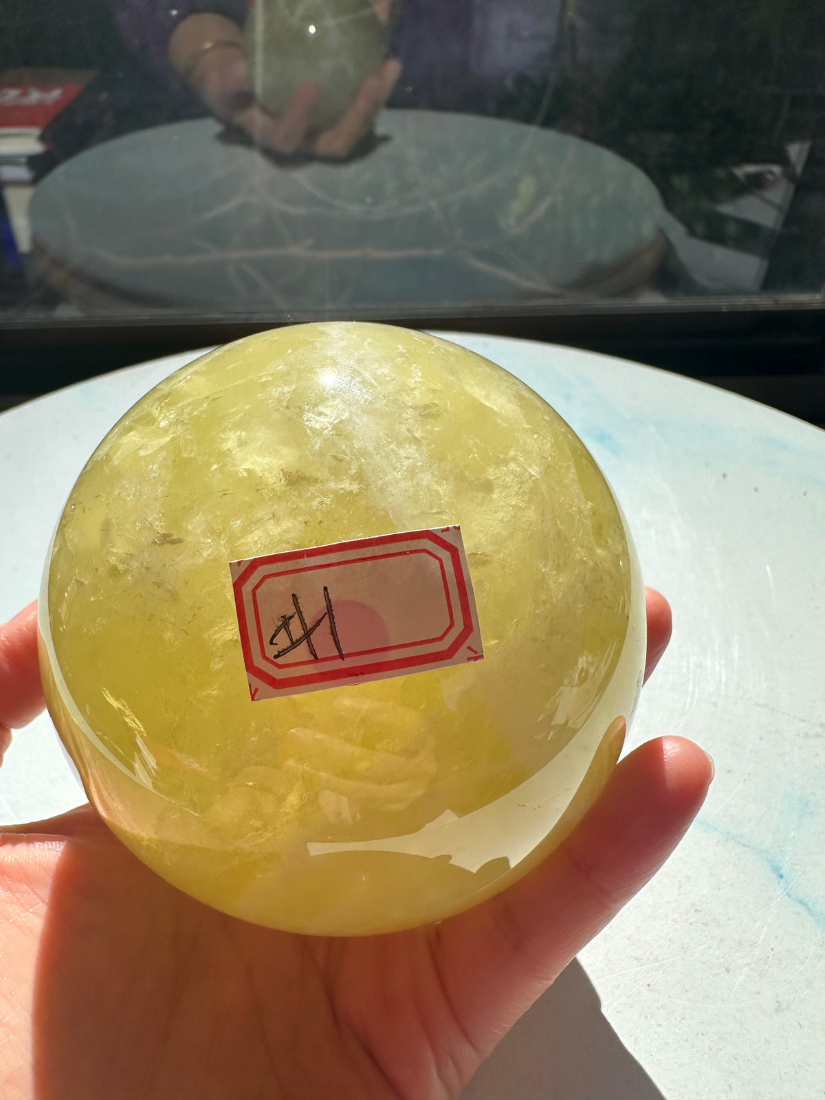 Brazilian Citrine Sphere with Golden Colour, Exact Piece #1 – front view