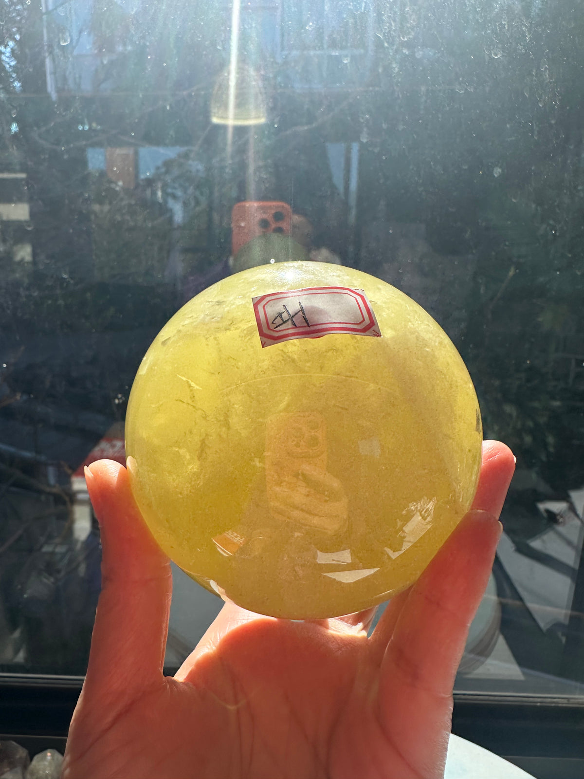 Brazilian Citrine Sphere with Golden Colour, Exact Piece #1 – side view