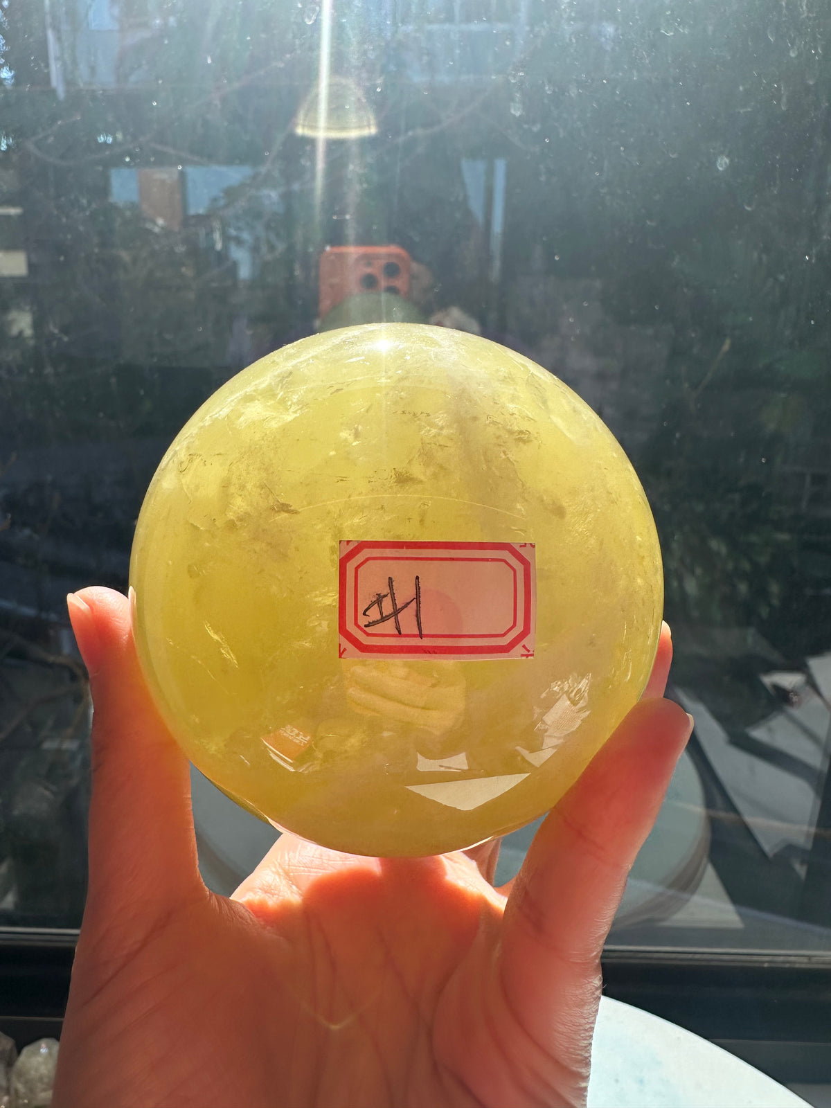 Brazilian Citrine Sphere with Golden Colour, Exact Piece #1 – back view