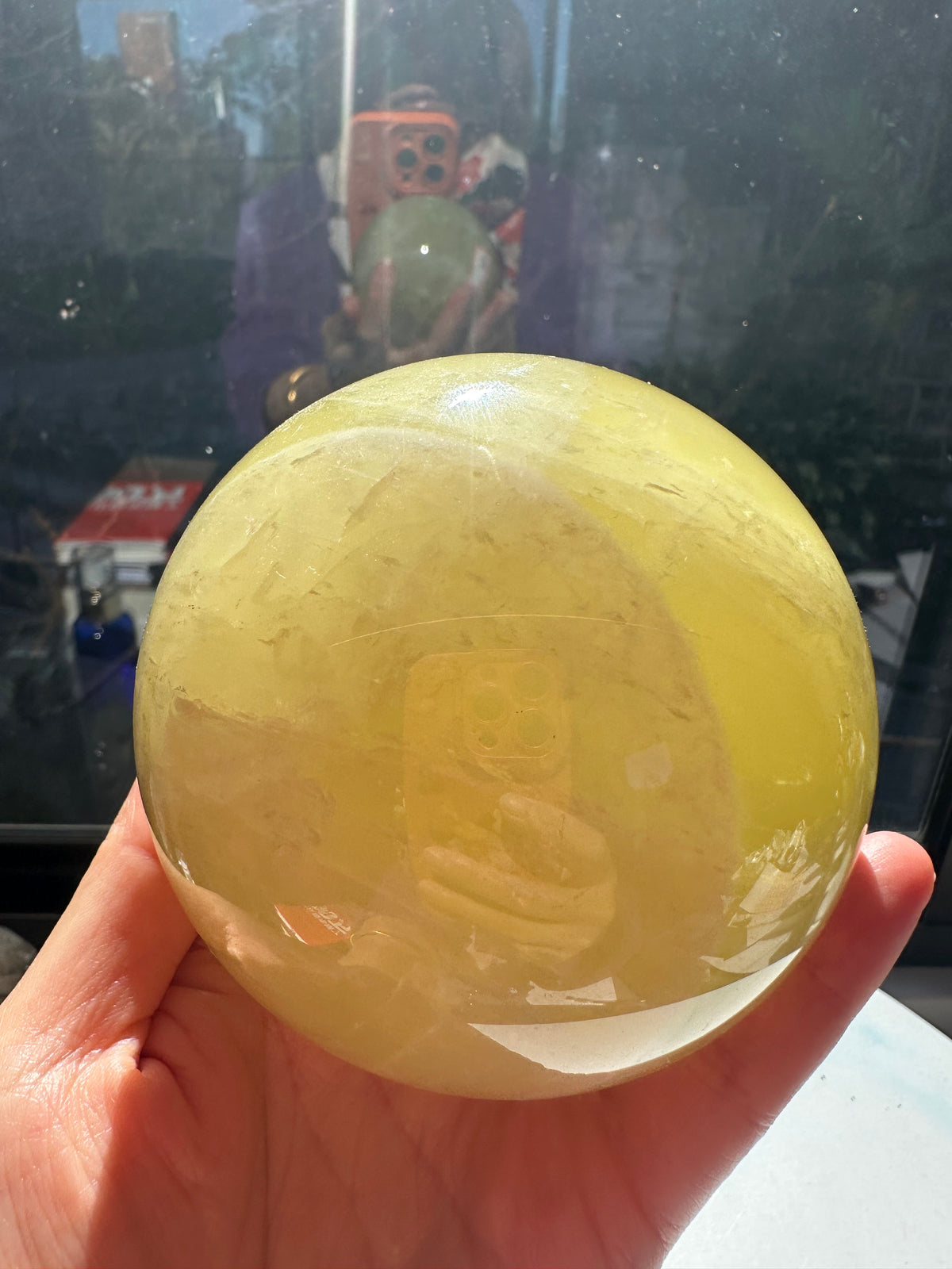 Brazilian Citrine Sphere with Golden Colour, Exact Piece #1 – base view