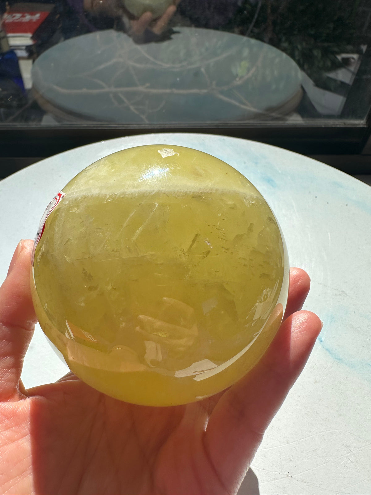 Brazilian Citrine Sphere with Golden Colour, Exact Piece #1 – natural inclusions detail