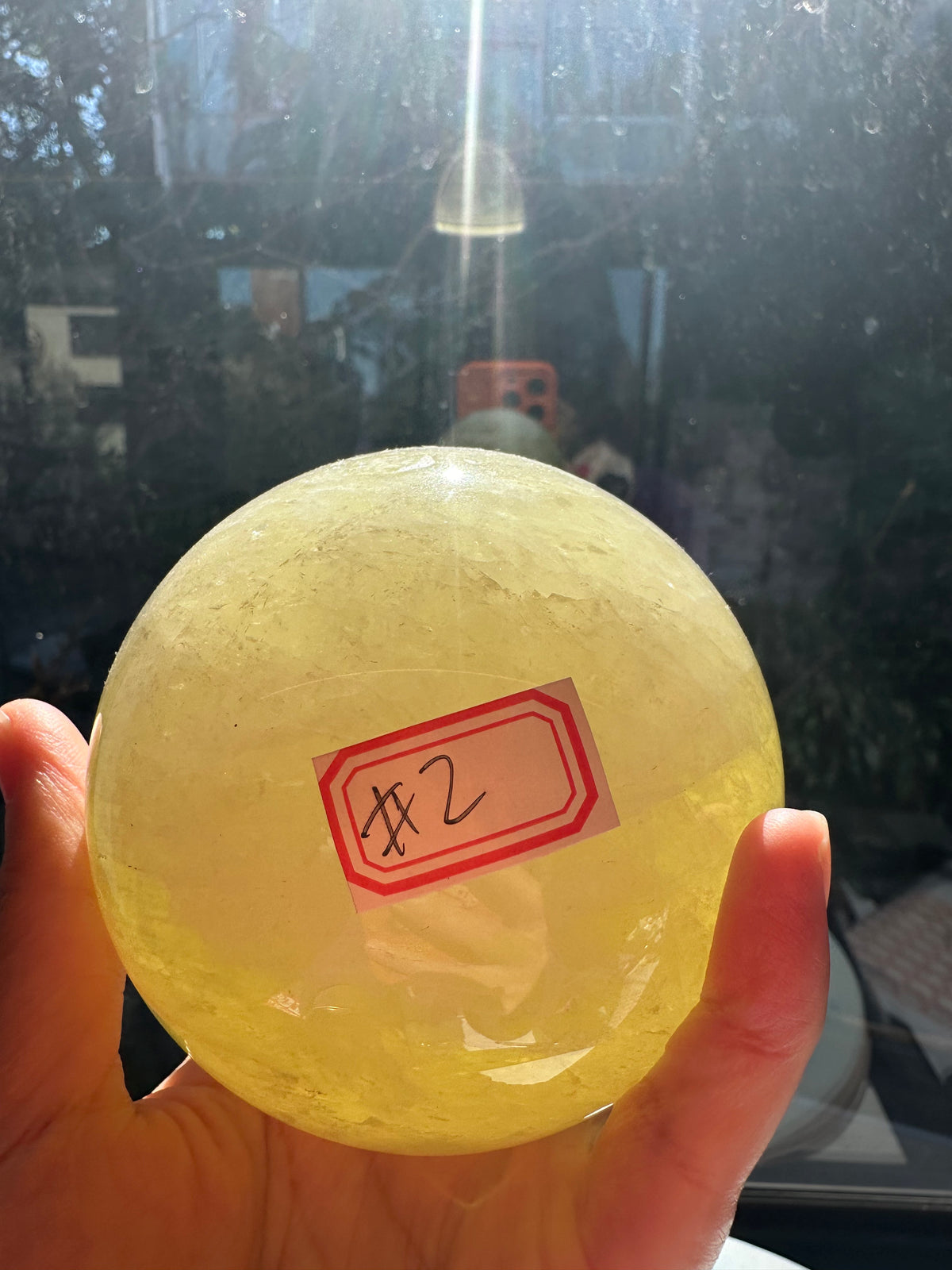 Brazilian Citrine Sphere with Golden Colour, Exact Piece #2 – back view