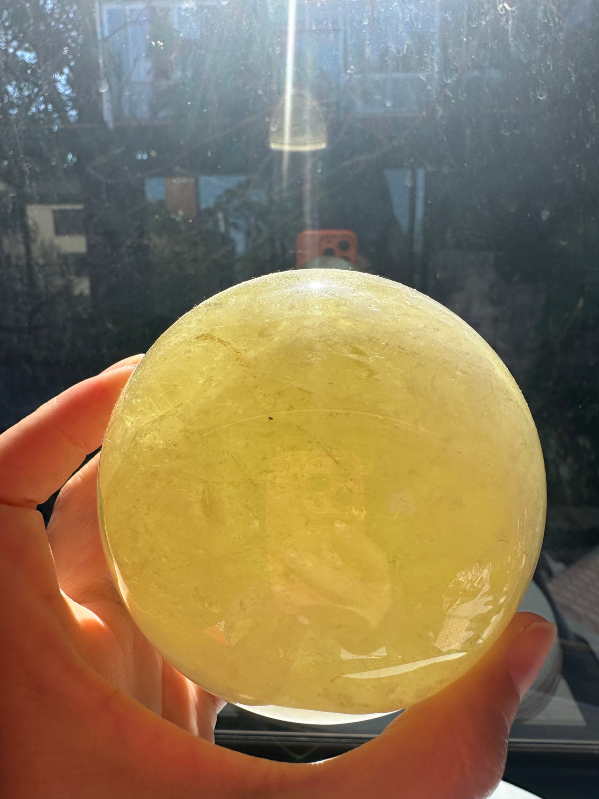 Brazilian Citrine Sphere with Golden Colour, Exact Piece #2 – top view