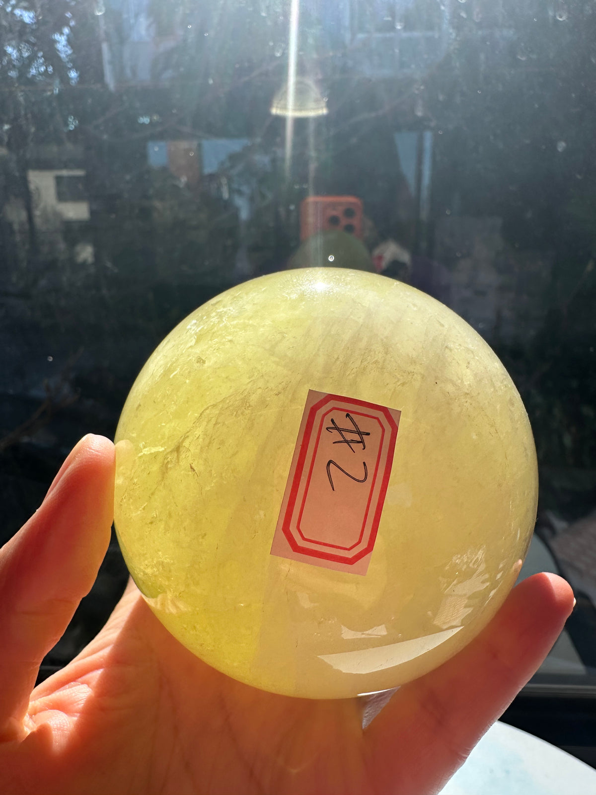 Brazilian Citrine Sphere with Golden Colour, Exact Piece #2 – golden colour detail