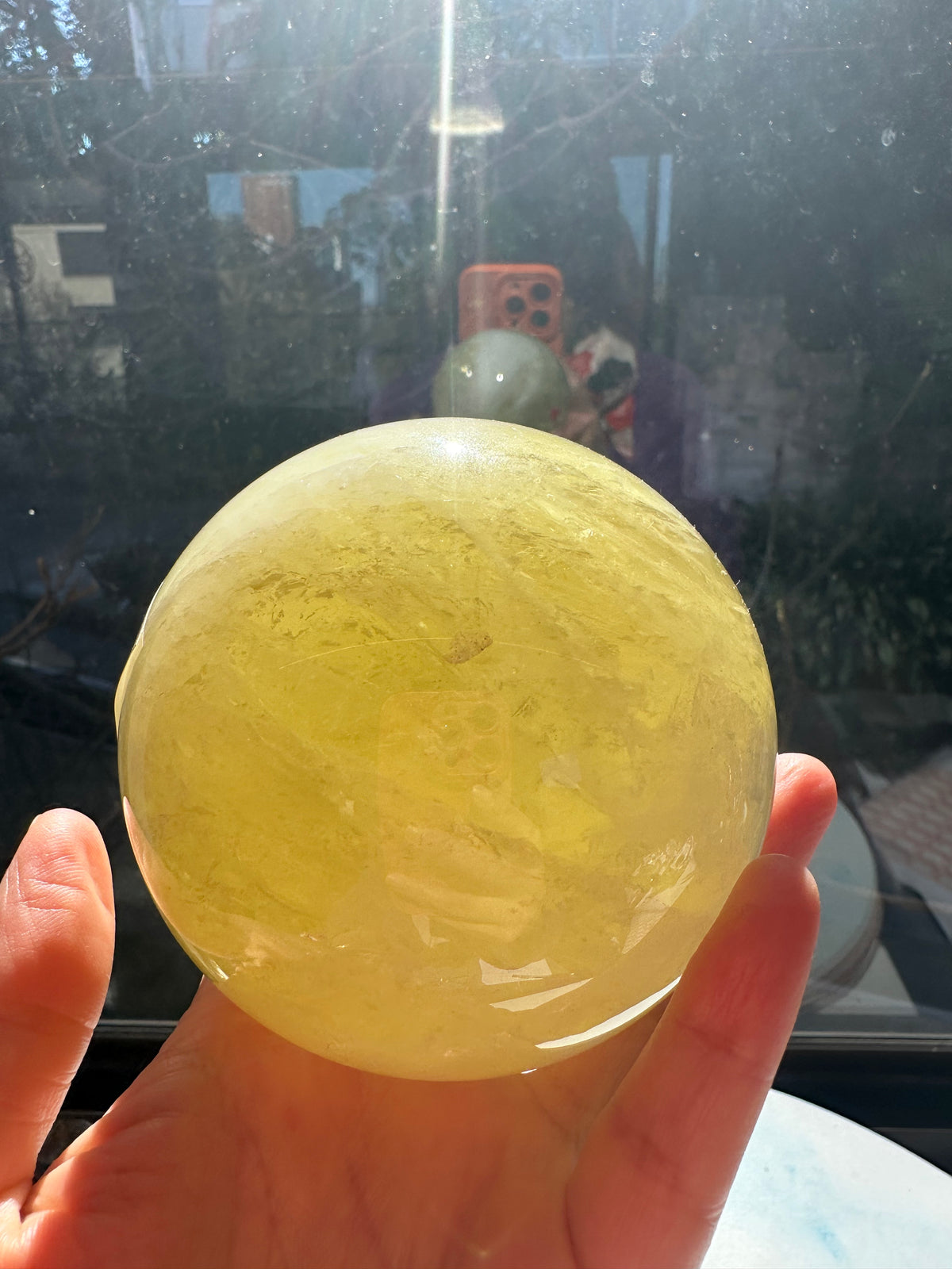 Brazilian Citrine Sphere with Golden Colour, Exact Piece #2 – polished surface detail