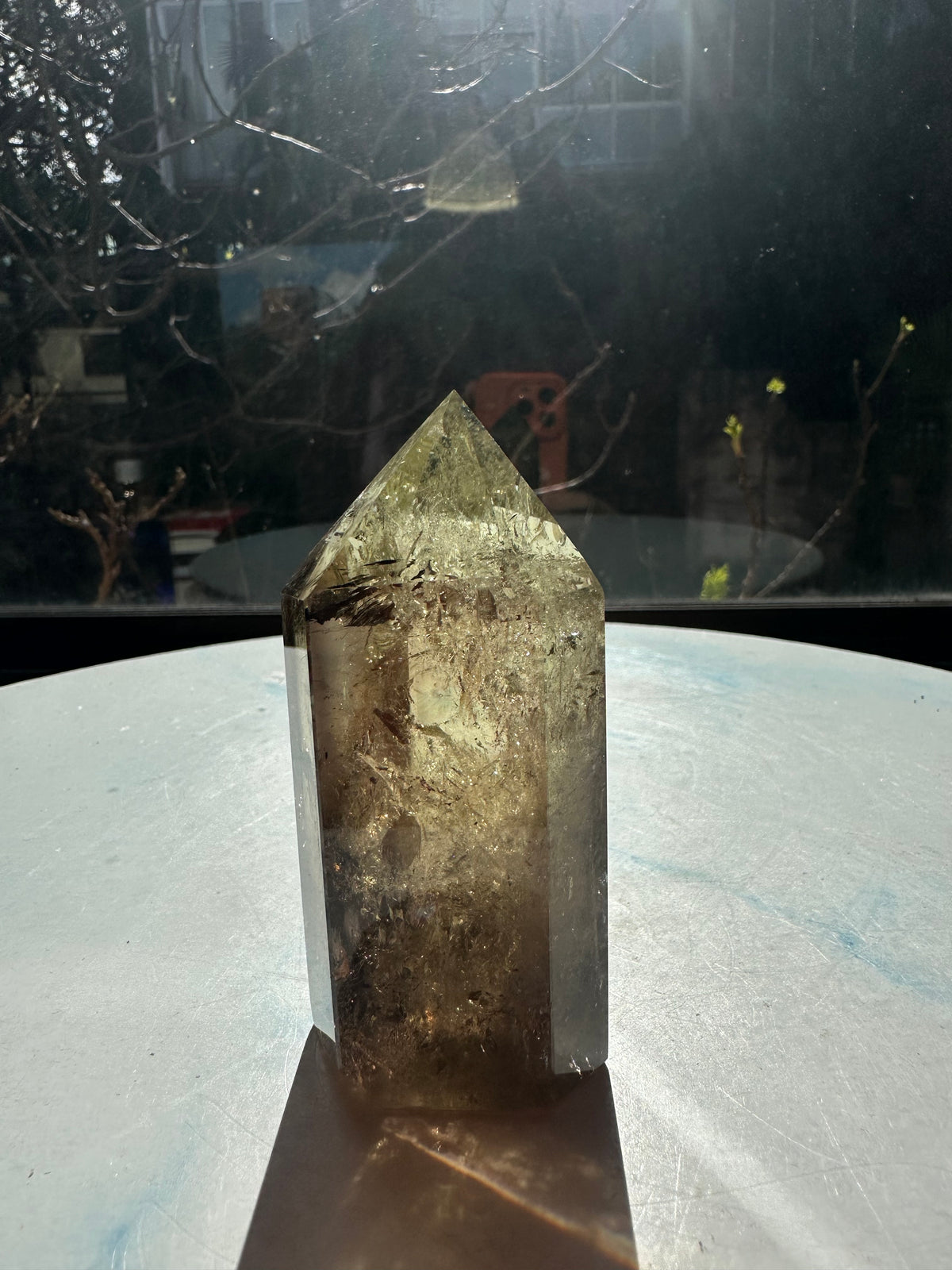 Brazilian Citrine Tower with Rainbow, Exact Piece #12 – side view