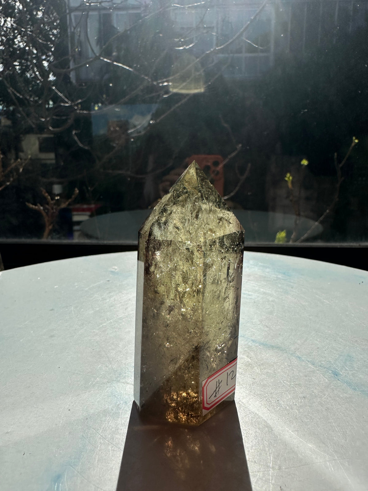 Brazilian Citrine Tower with Rainbow, Exact Piece #12 – back view