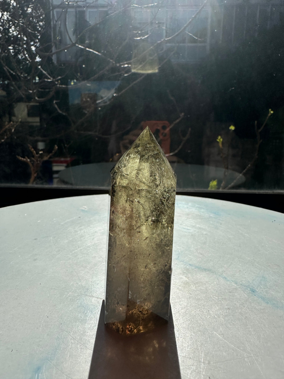 Brazilian Citrine Tower with Rainbow, Exact Piece #12 – top view