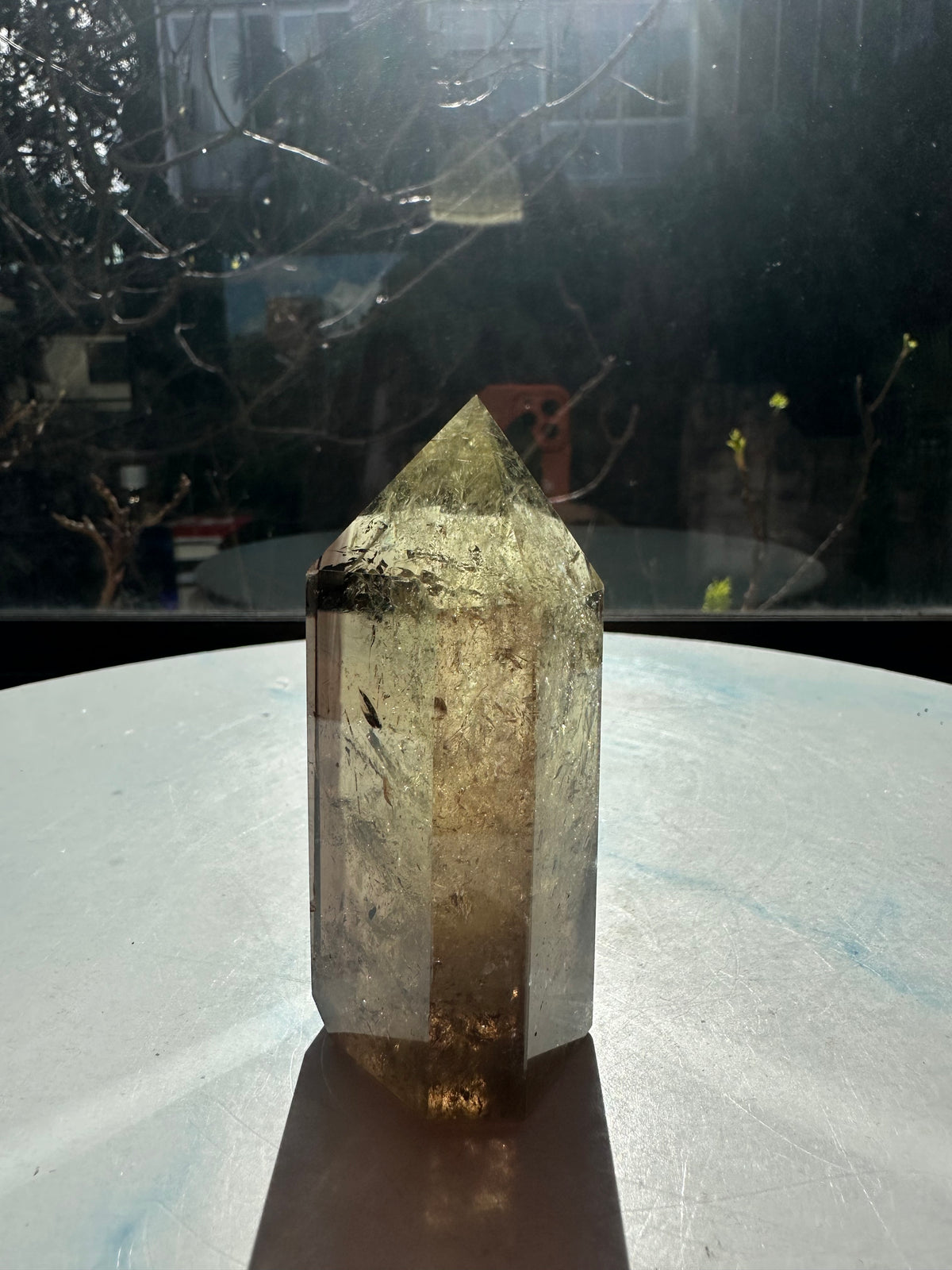 Brazilian Citrine Tower with Rainbow, Exact Piece #12 – base view