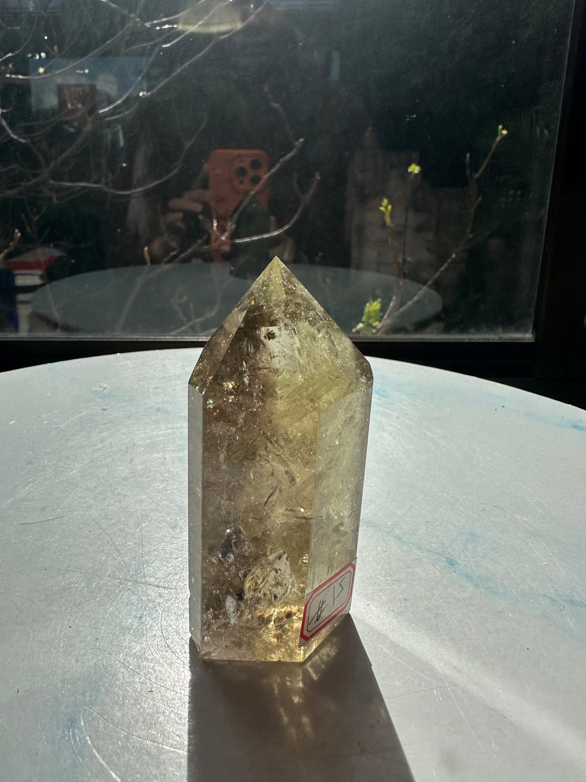 Brazilian Citrine Tower with Rainbow, Exact Piece #15 – front view