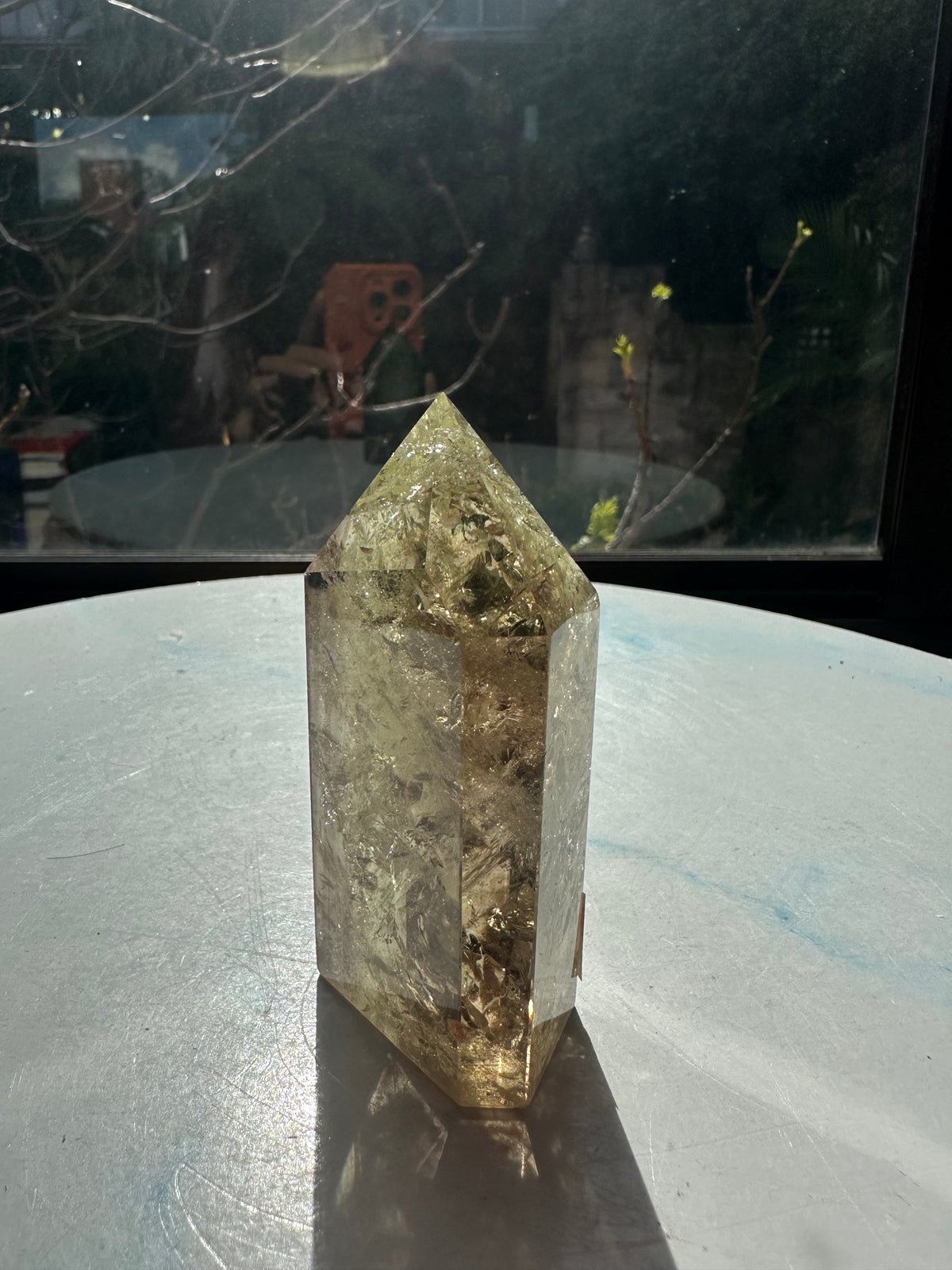 Brazilian Citrine Tower with Rainbow, Exact Piece #15 – side view