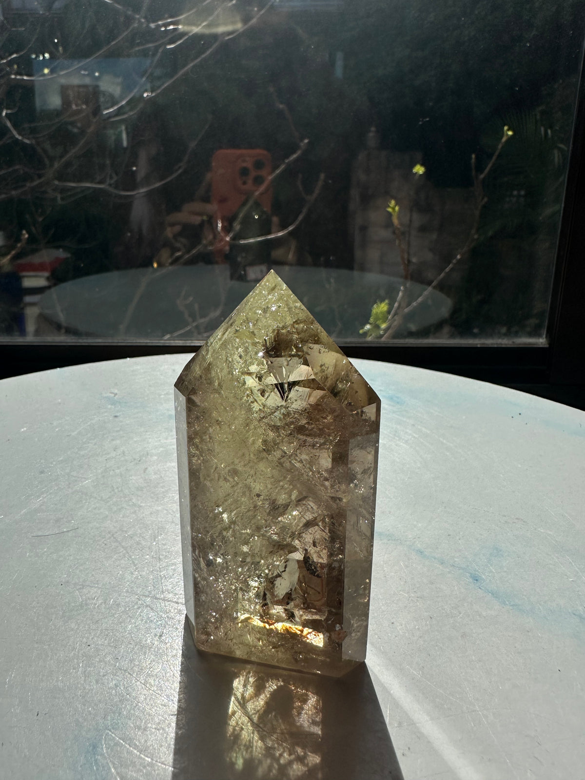Brazilian Citrine Tower with Rainbow, Exact Piece #15 – back view