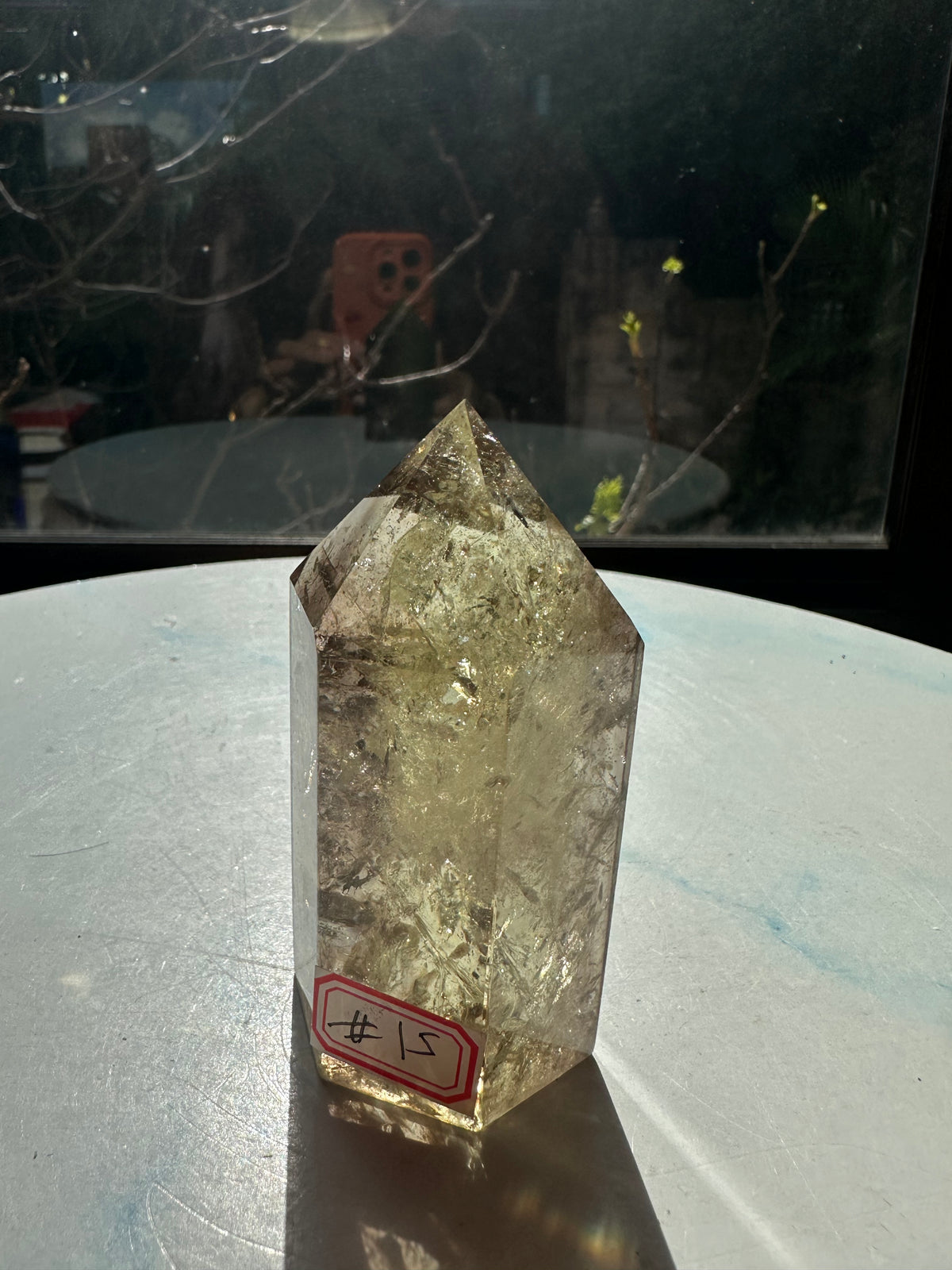Brazilian Citrine Tower with Rainbow, Exact Piece #15 – rainbow close-up