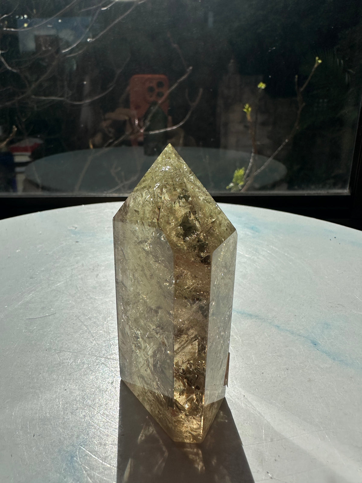 Brazilian Citrine Tower with Rainbow, Exact Piece #15 – polished surface detail