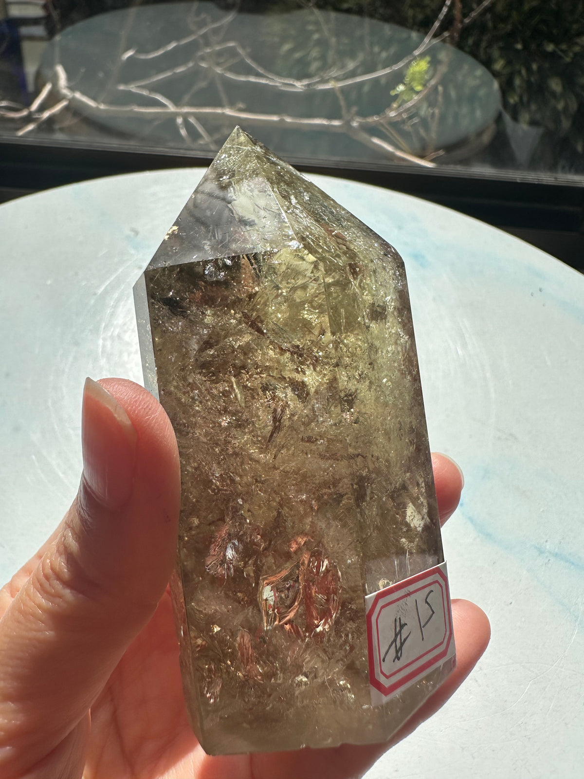 Brazilian Citrine Tower with Rainbow, Exact Piece #15 – display view
