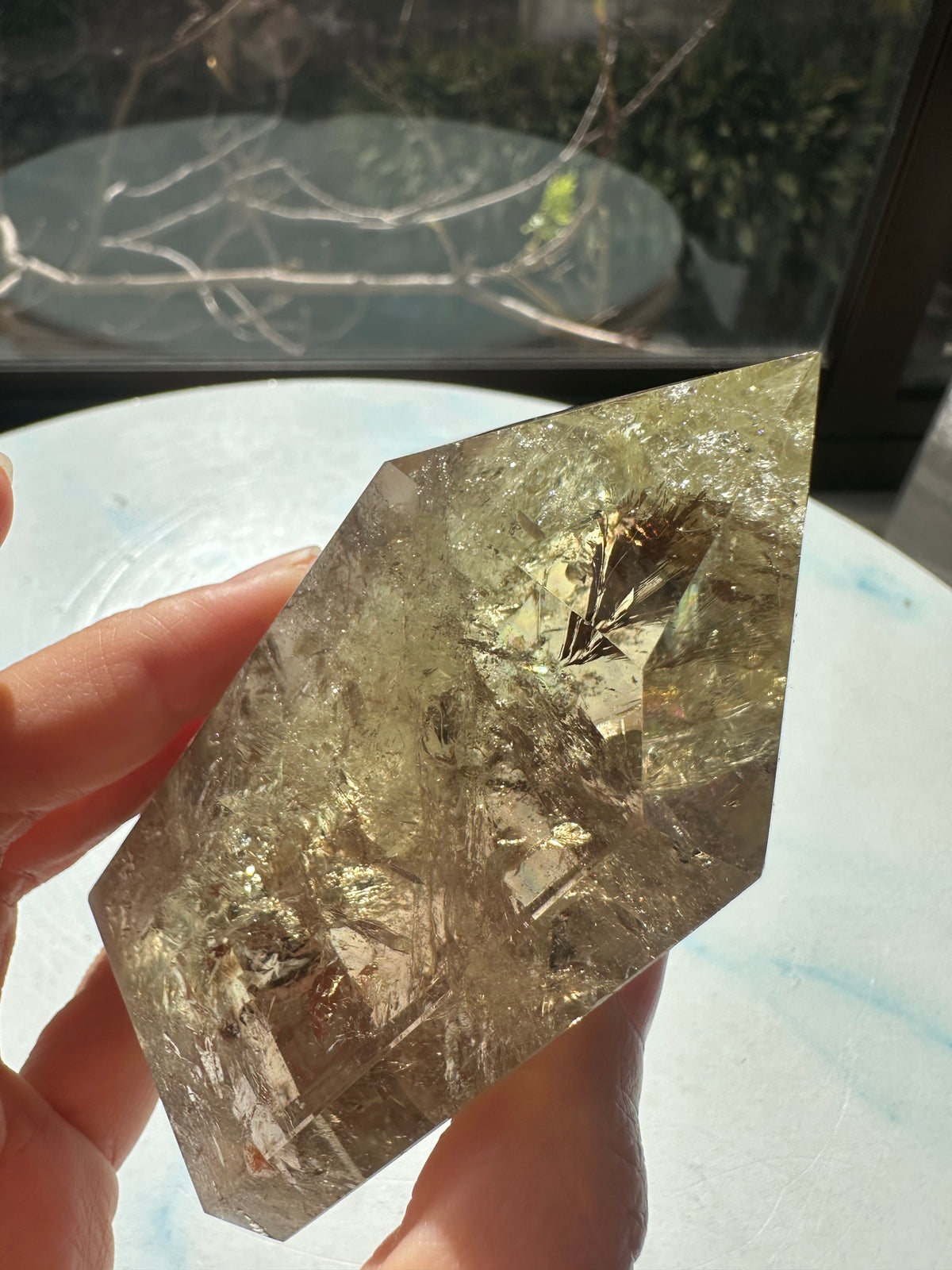 Brazilian Citrine Tower with Rainbow, Exact Piece #15 – profile view