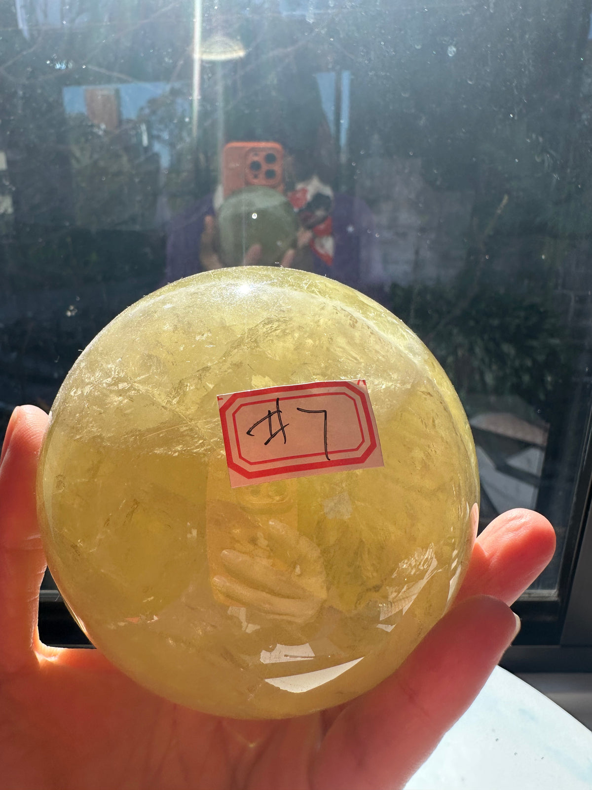 Brazilian Citrine Sphere with Rainbow, Exact Piece #7 – front view