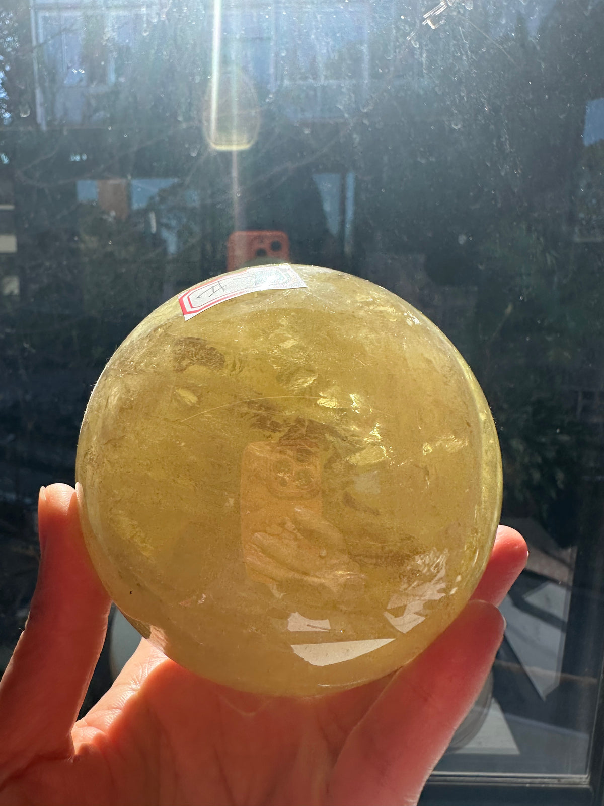 Brazilian Citrine Sphere with Rainbow, Exact Piece #7 – top view