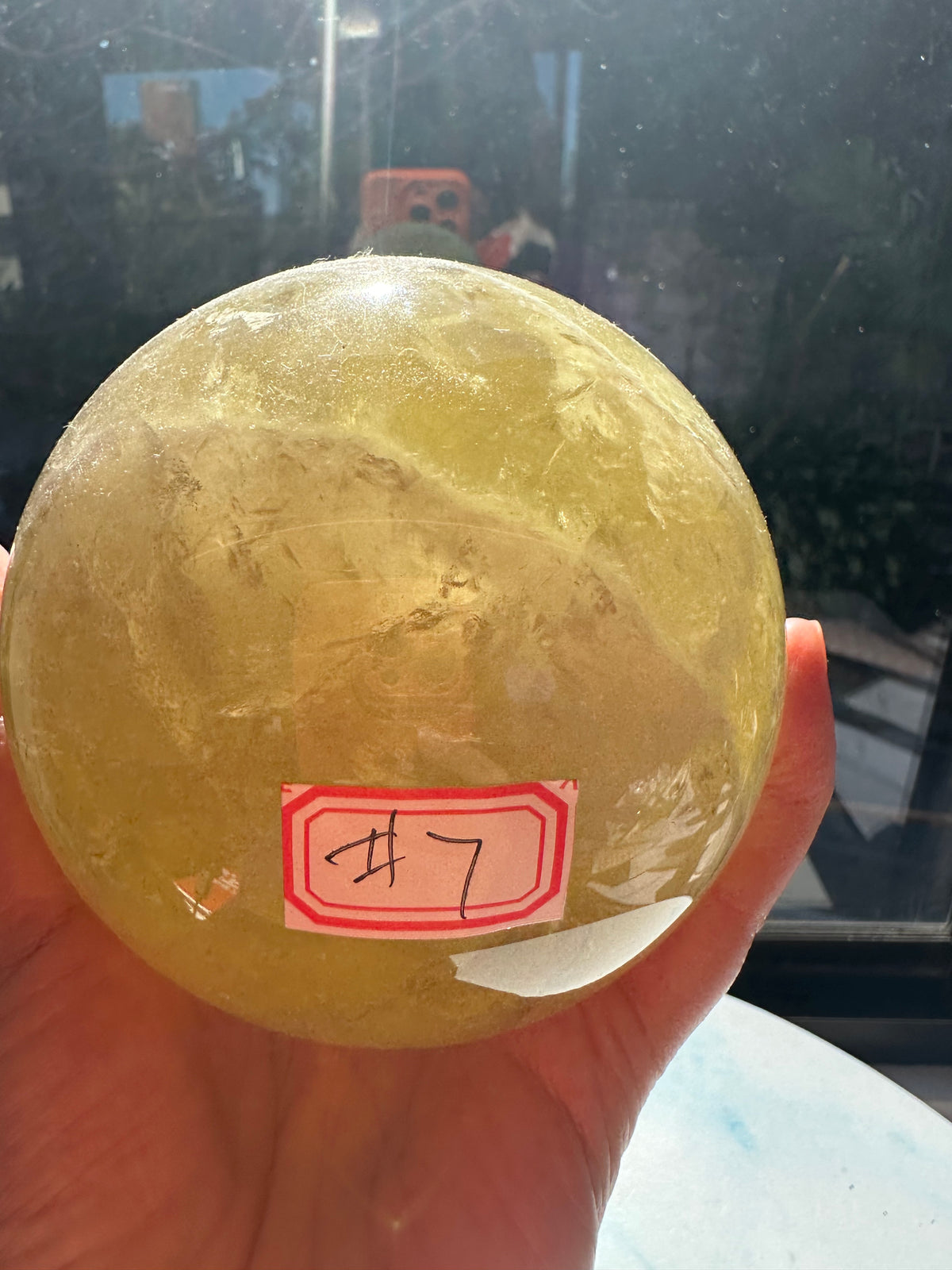 Brazilian Citrine Sphere with Rainbow, Exact Piece #7 – base view