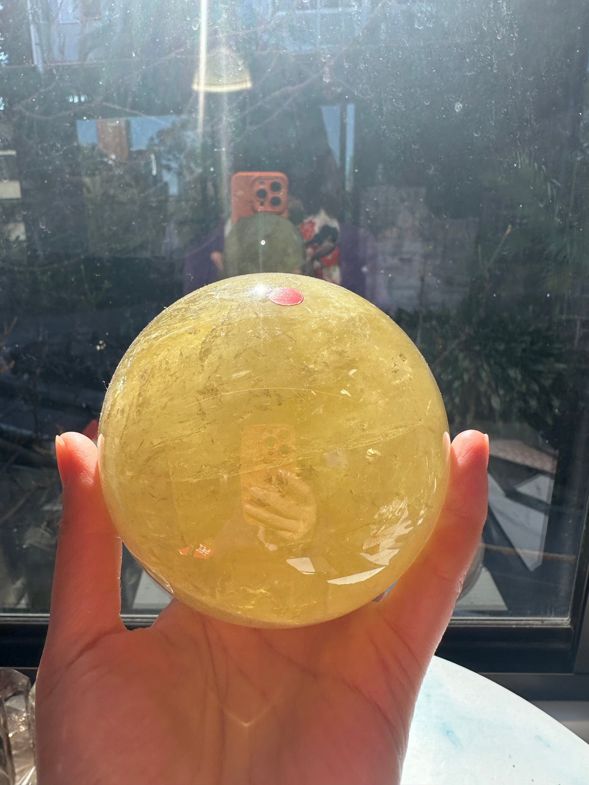 Brazilian Citrine Sphere with Rainbow, Exact Piece #7 – golden colour detail