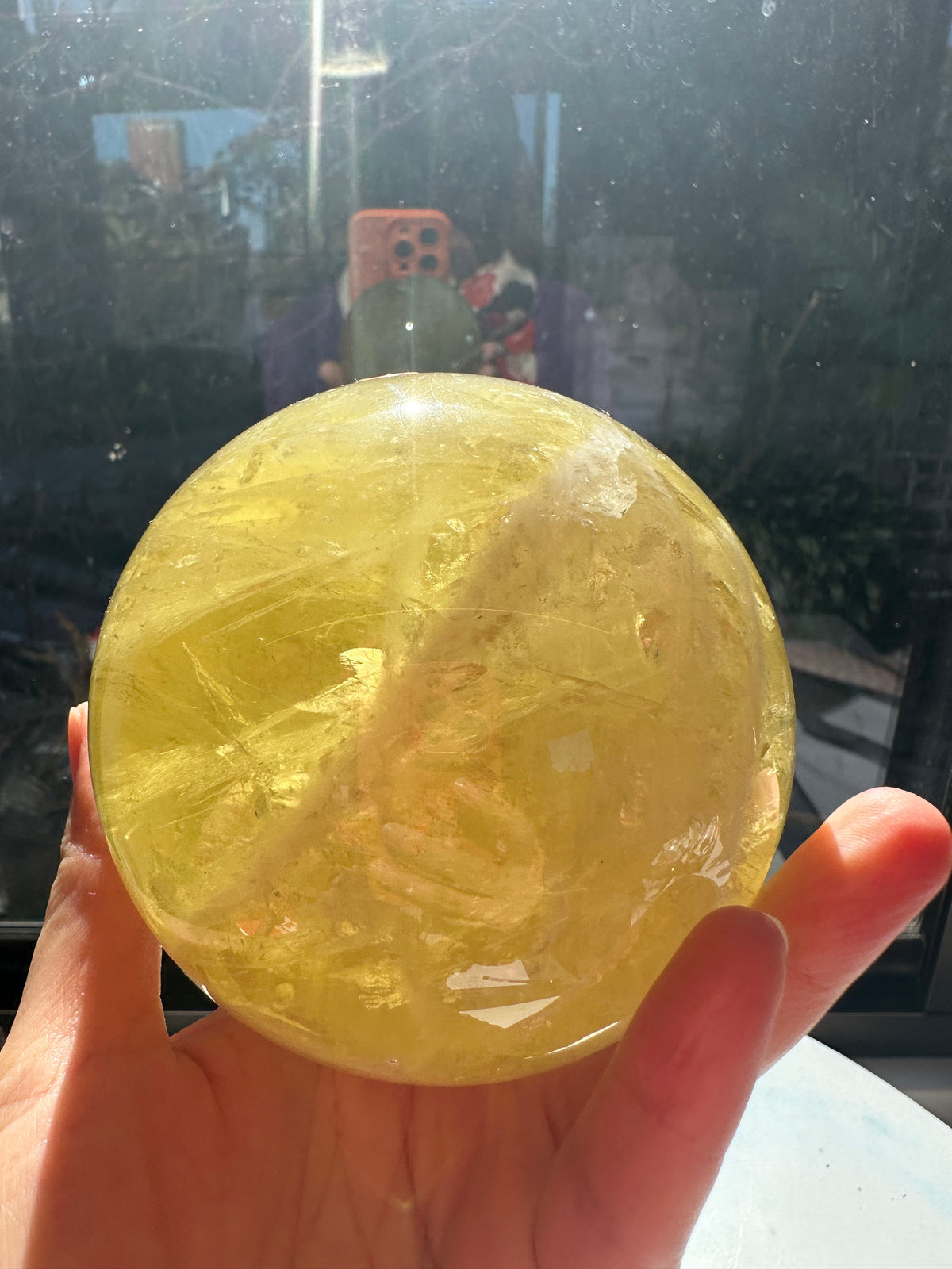 Brazilian Citrine Sphere with Rainbow, Exact Piece #7 – display view