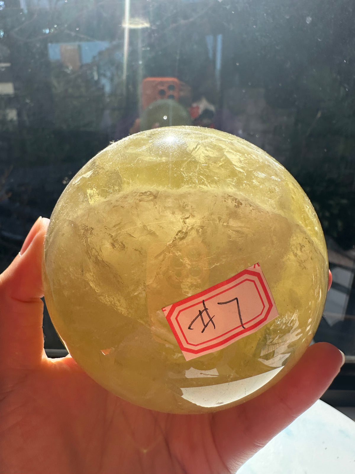 Brazilian Citrine Sphere with Rainbow, Exact Piece #7 – profile view