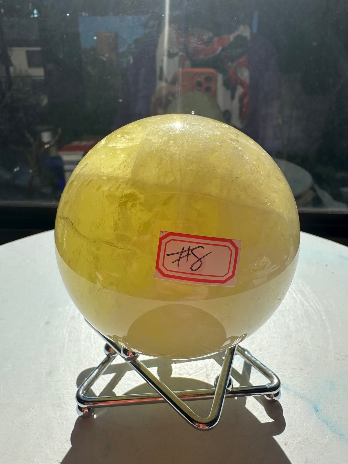 Brazilian Citrine Sphere with Rainbow, Exact Piece #8 – front view