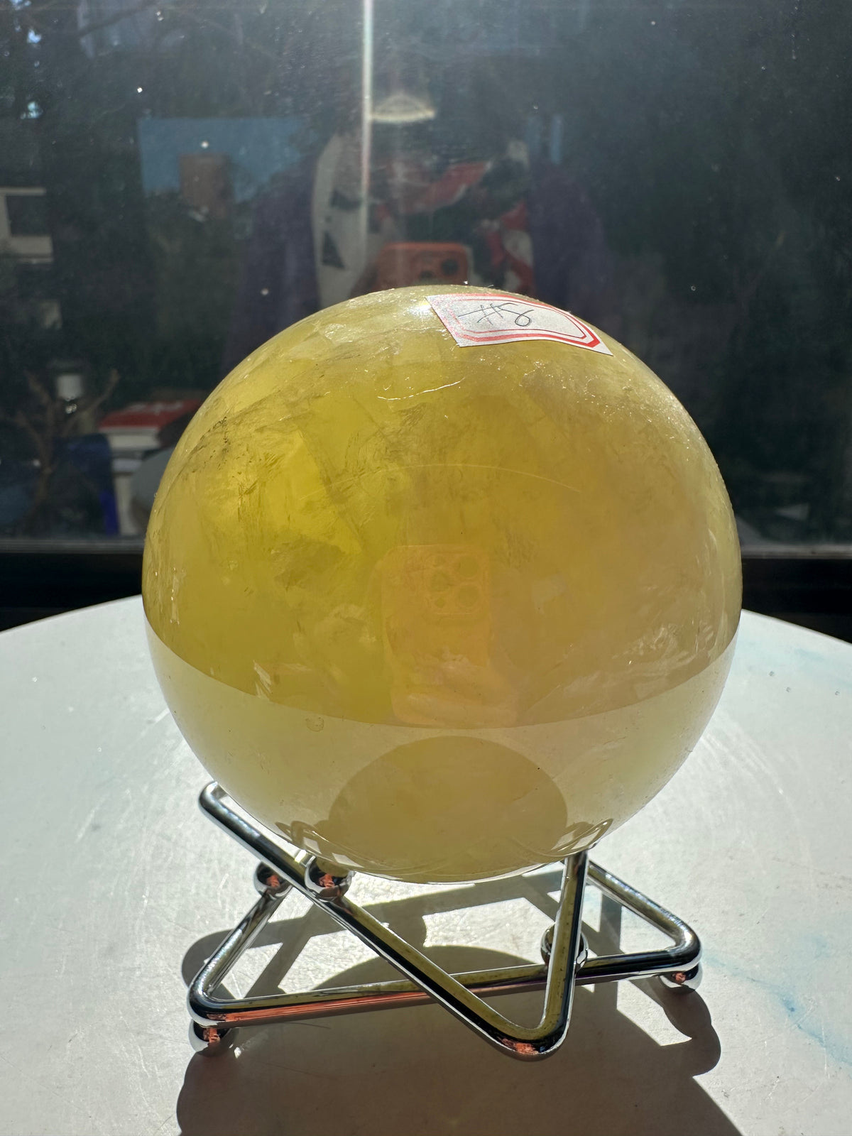 Brazilian Citrine Sphere with Rainbow, Exact Piece #8 – side view