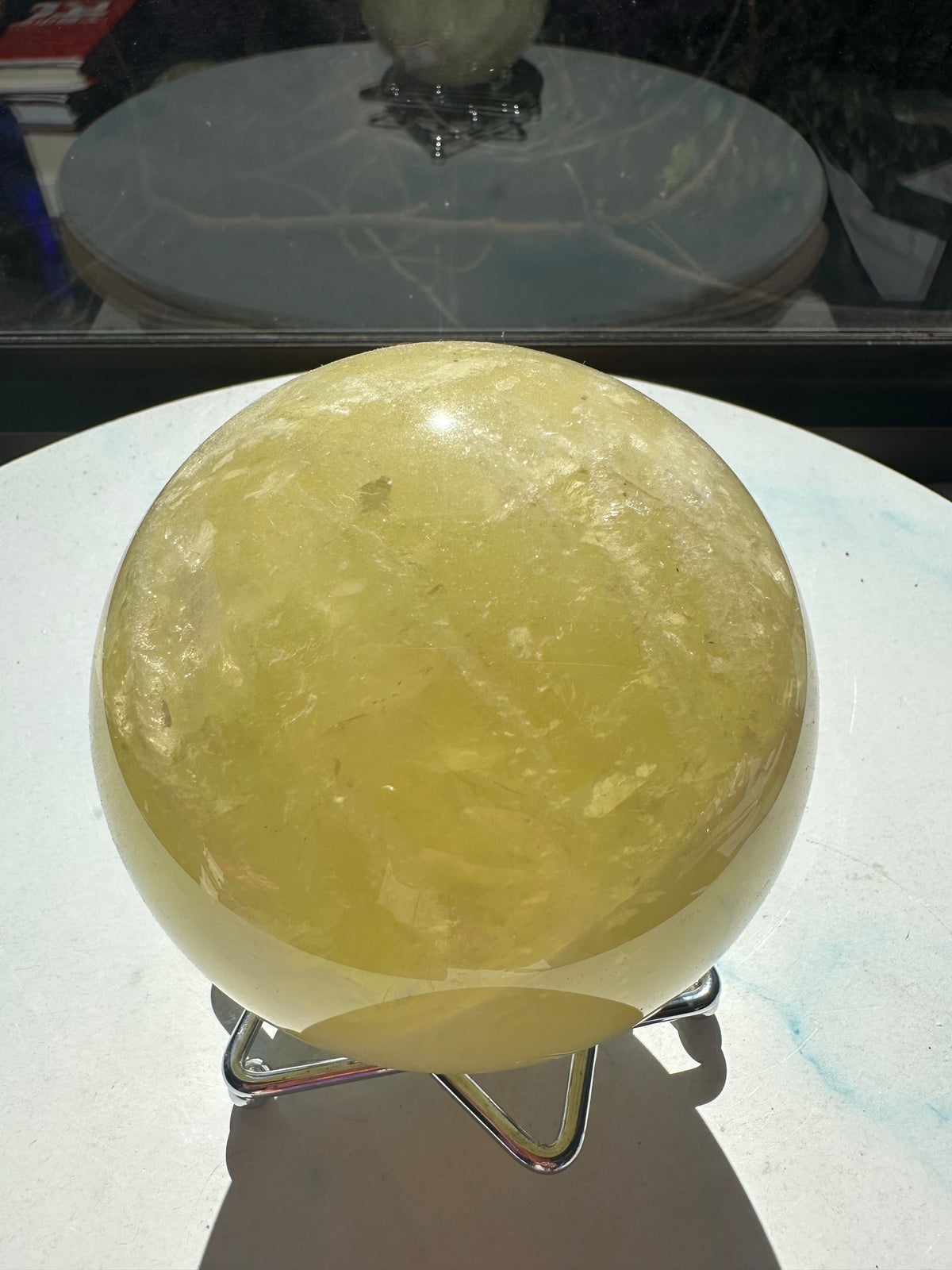 Brazilian Citrine Sphere with Rainbow, Exact Piece #8 – top view