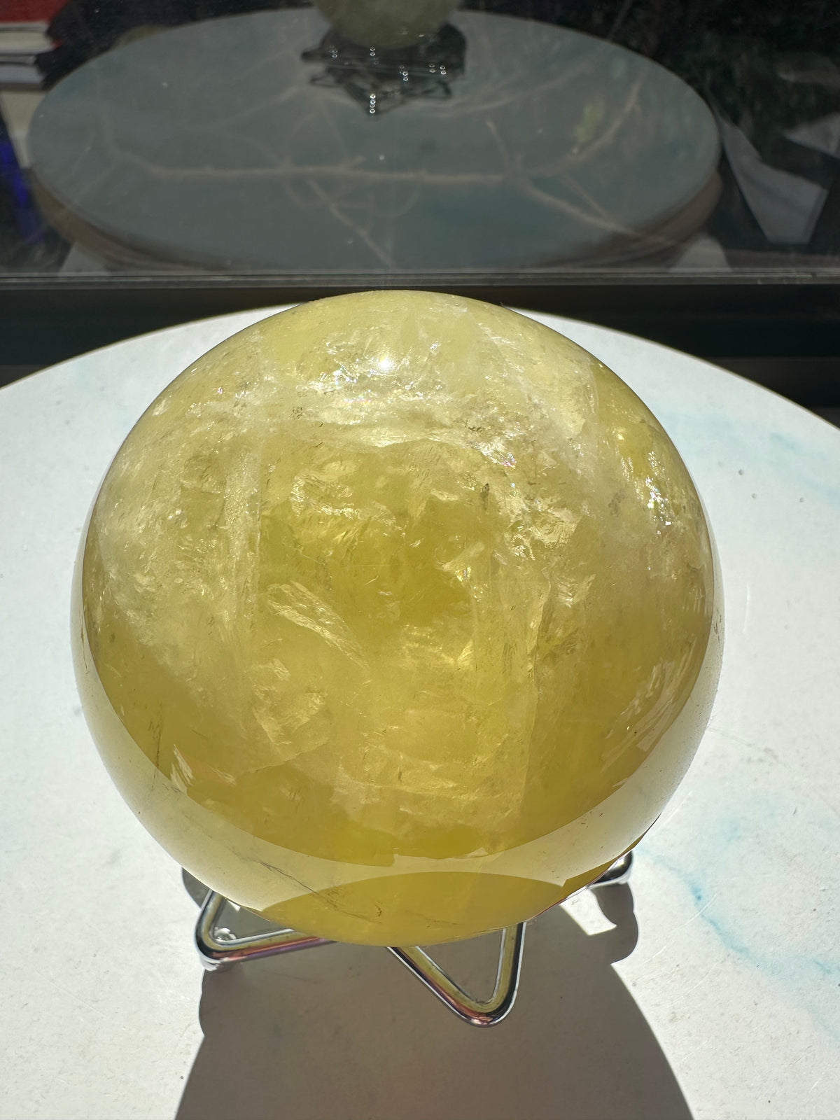 Brazilian Citrine Sphere with Rainbow, Exact Piece #8 – base view