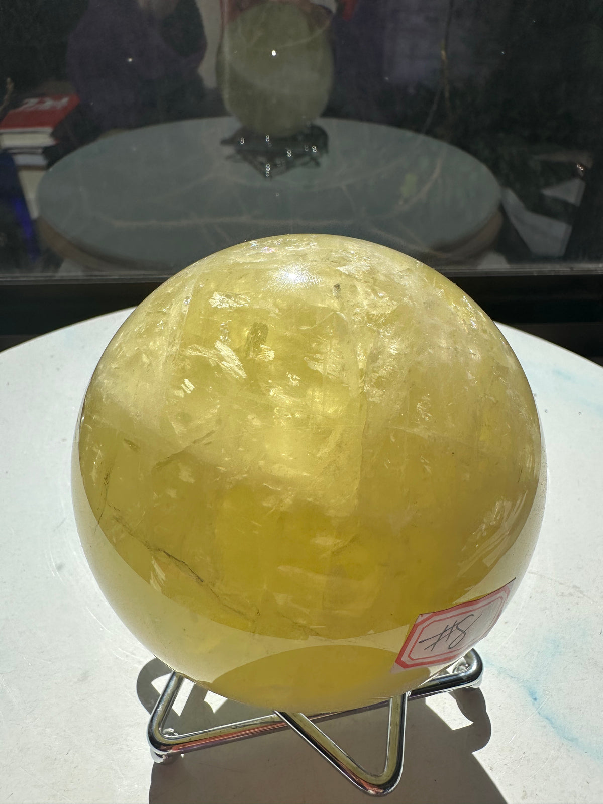 Brazilian Citrine Sphere with Rainbow, Exact Piece #8 – golden colour detail