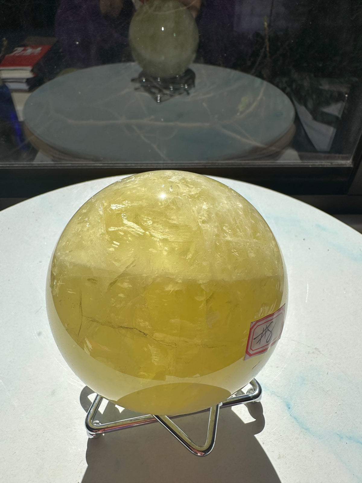 Brazilian Citrine Sphere with Rainbow, Exact Piece #8 – profile view