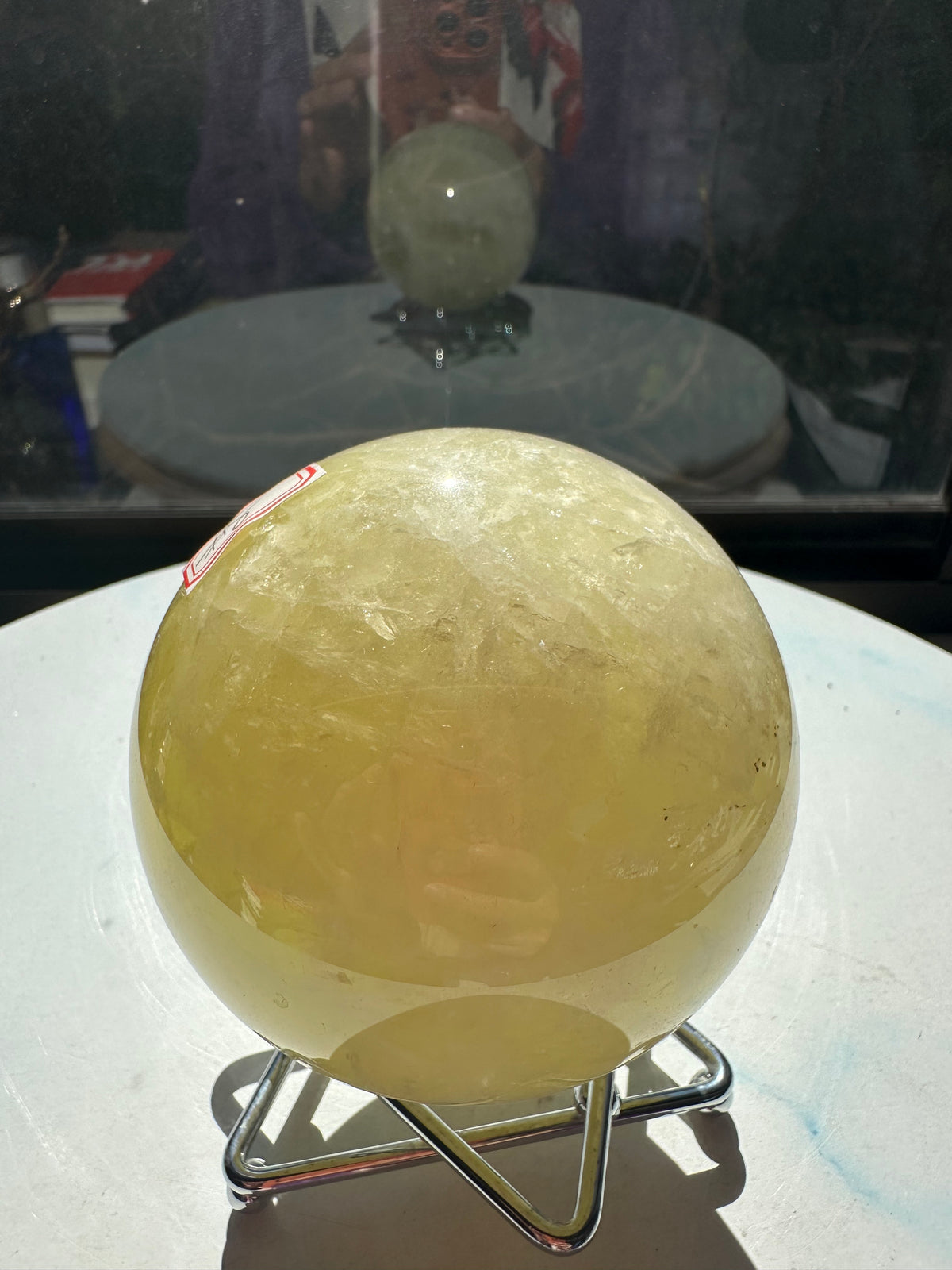 Brazilian Citrine Sphere with Rainbow, Exact Piece #8 – light-catching detail