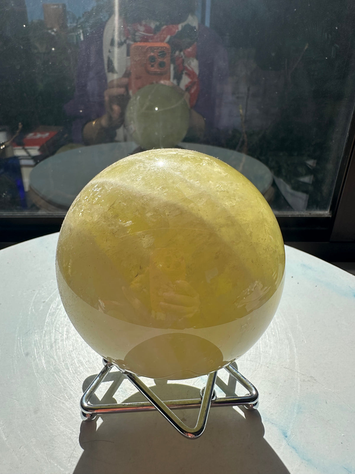 Brazilian Citrine Sphere with Golden Colour, Exact Piece #9 – top view