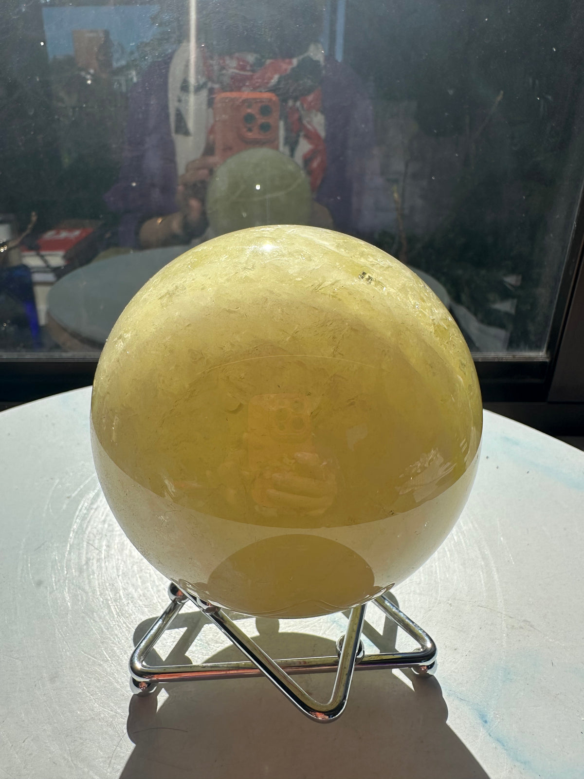 Brazilian Citrine Sphere with Golden Colour, Exact Piece #9 – base view