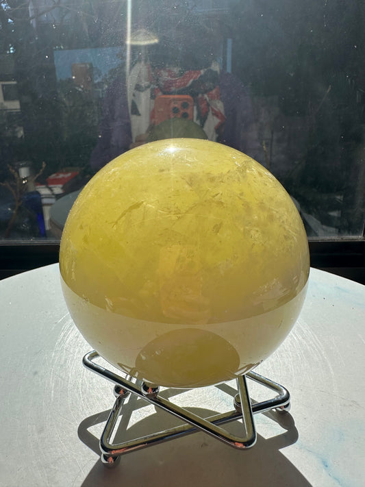 Extra Large Natural Brazilian Citrine Sphere – Abundance Crystal Ball  #9