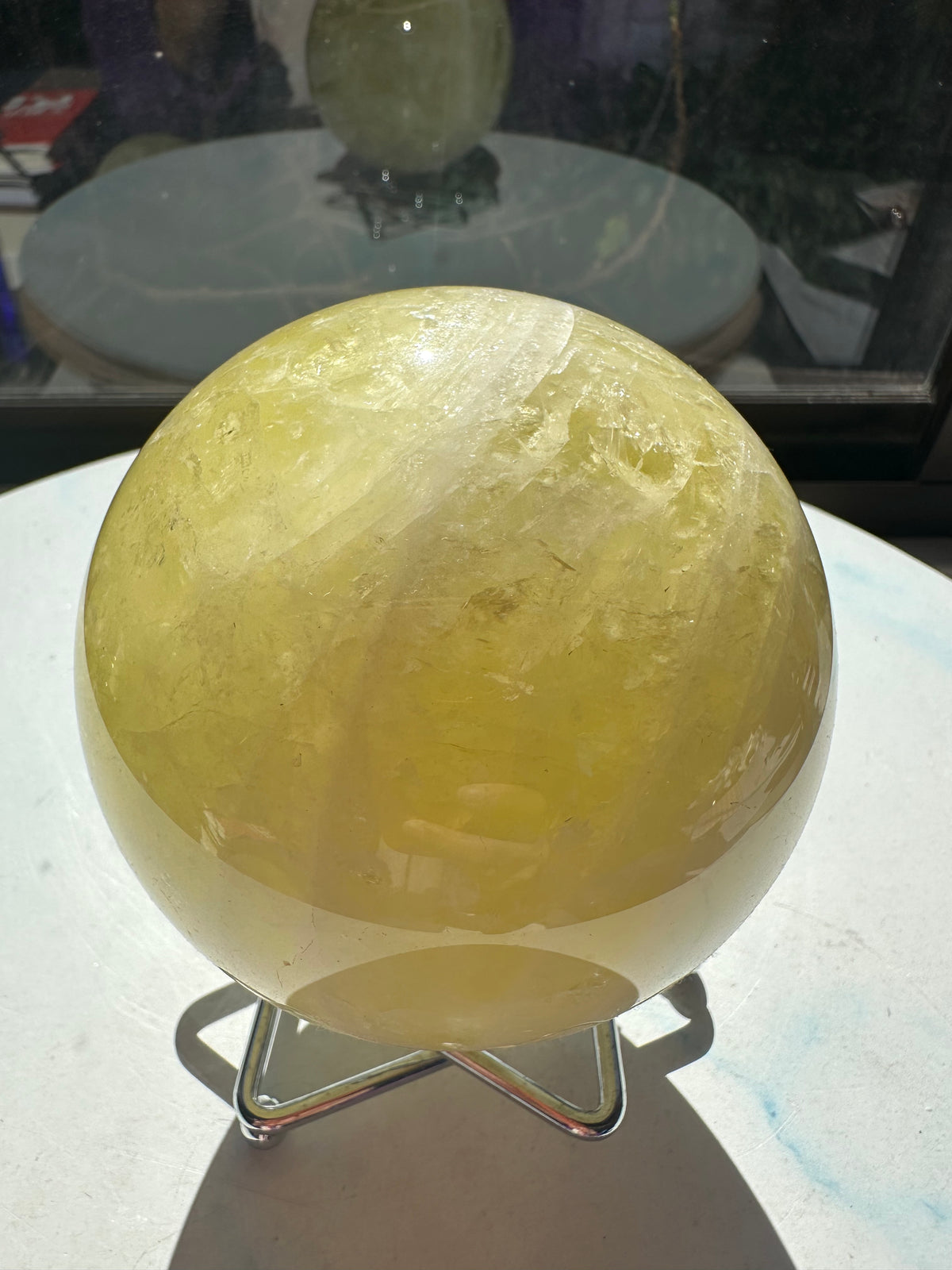 Brazilian Citrine Sphere with Golden Colour, Exact Piece #9 – golden colour detail