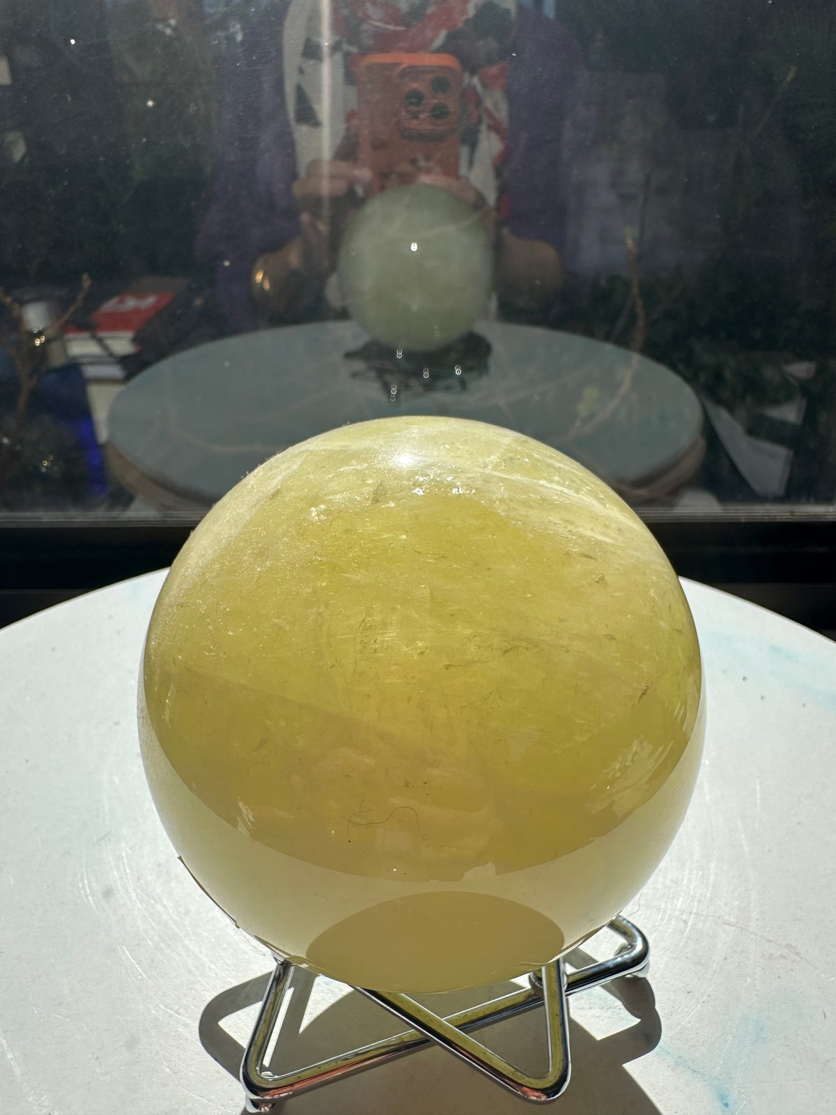 Brazilian Citrine Sphere with Golden Colour, Exact Piece #10 – back view