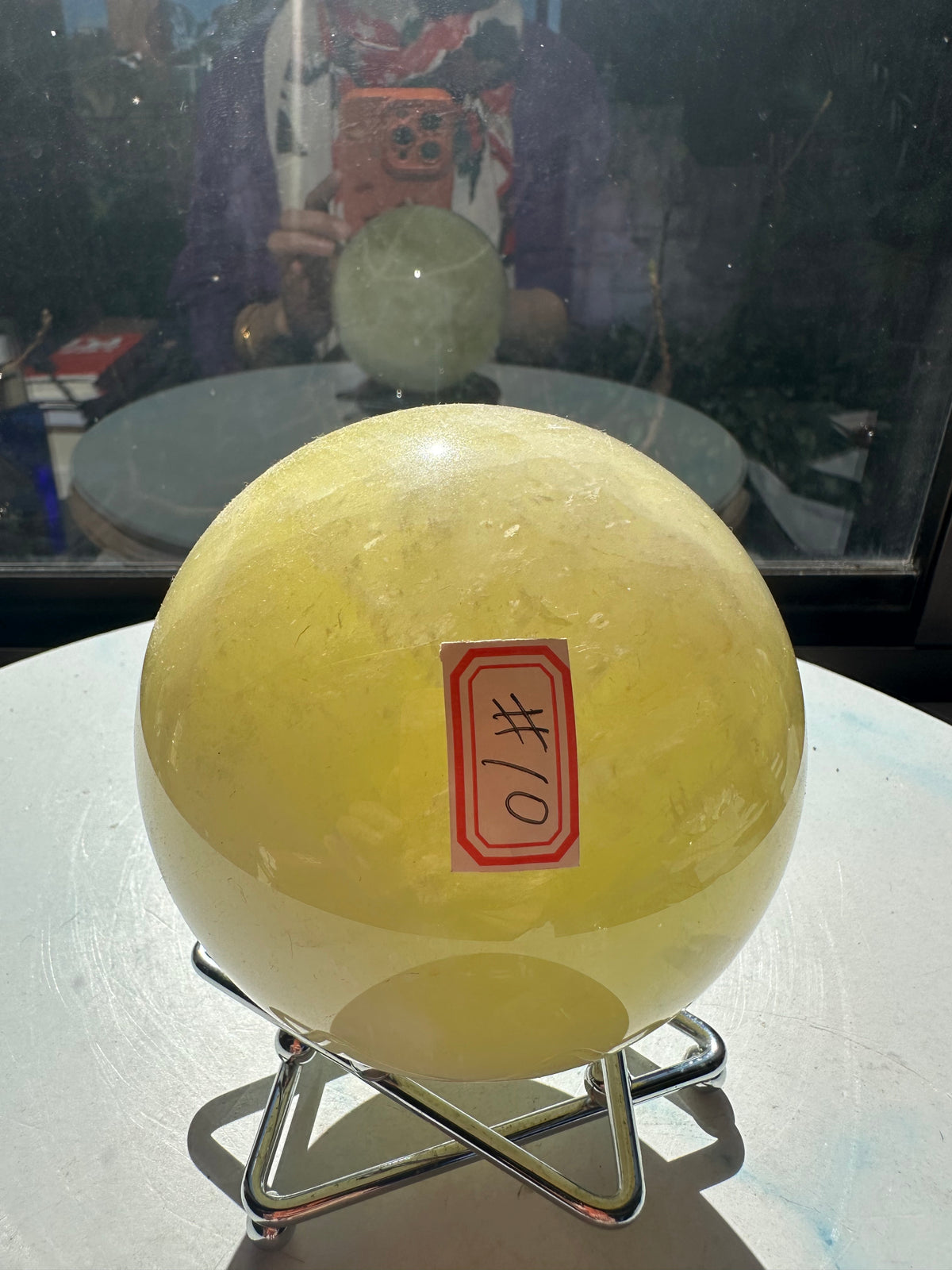 Brazilian Citrine Sphere with Golden Colour, Exact Piece #10 – top view