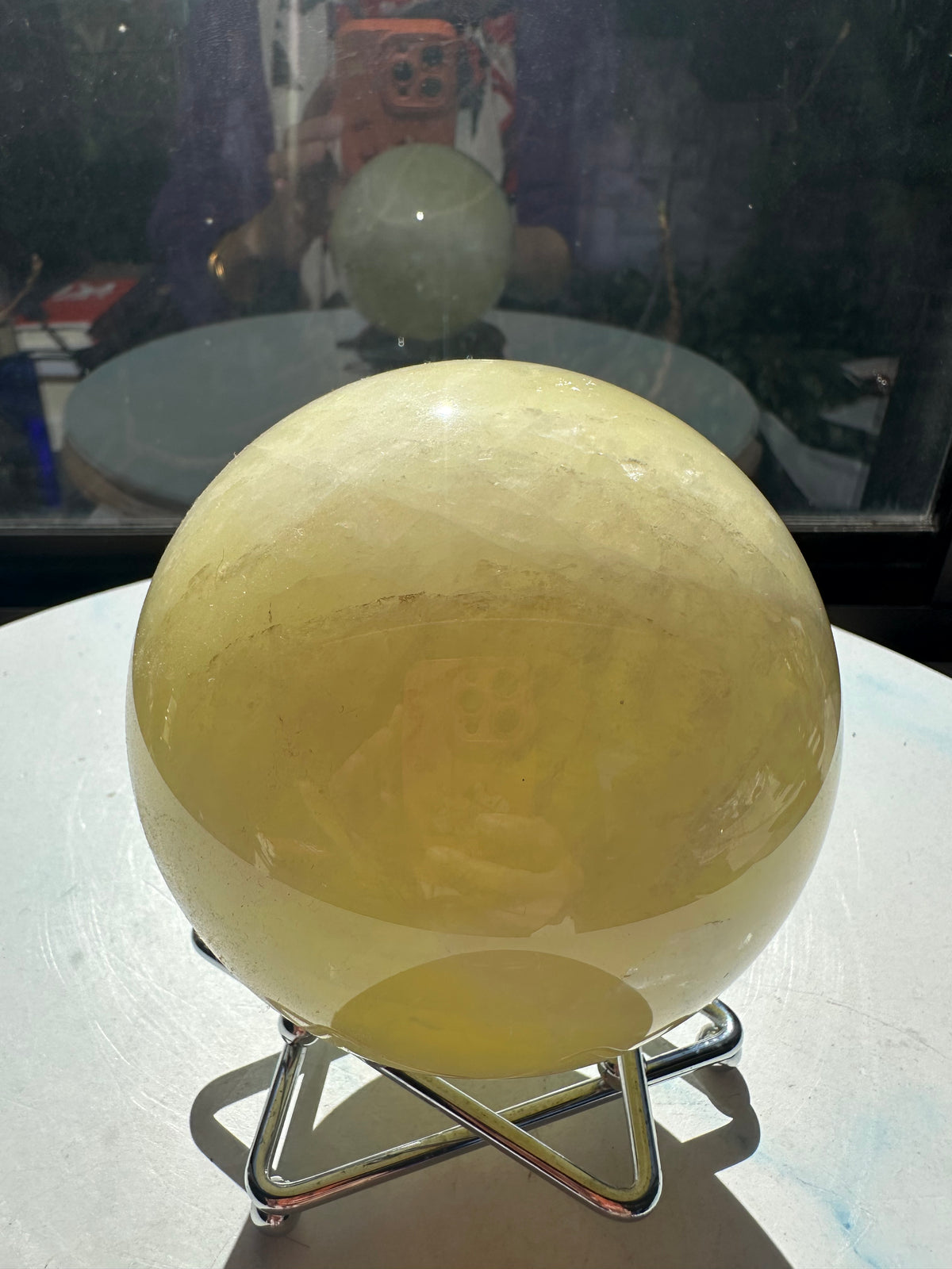 Brazilian Citrine Sphere with Golden Colour, Exact Piece #10 – golden colour detail