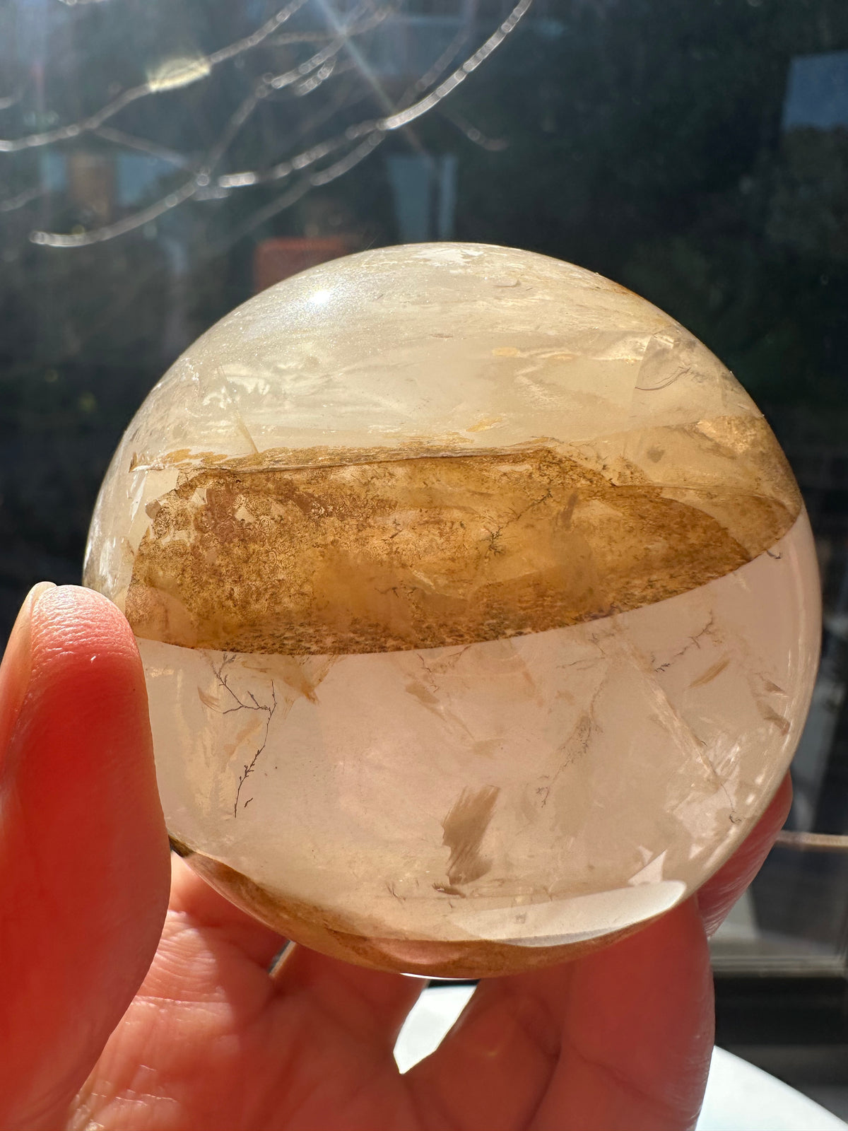 Clear Quartz Sphere with Tree-Like Inclusions | 316g 6cm Exact Piece
