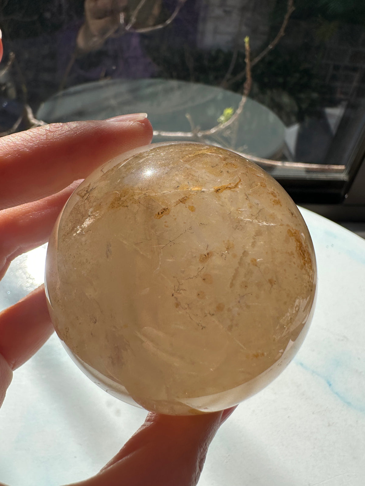 Clear Quartz Sphere with Tree-Like Inclusions | 316g 6cm Exact Piece
