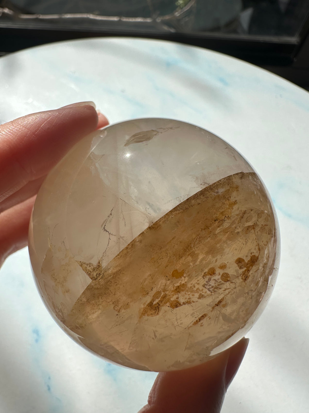 Clear Quartz Sphere with Tree-Like Inclusions | 316g 6cm Exact Piece